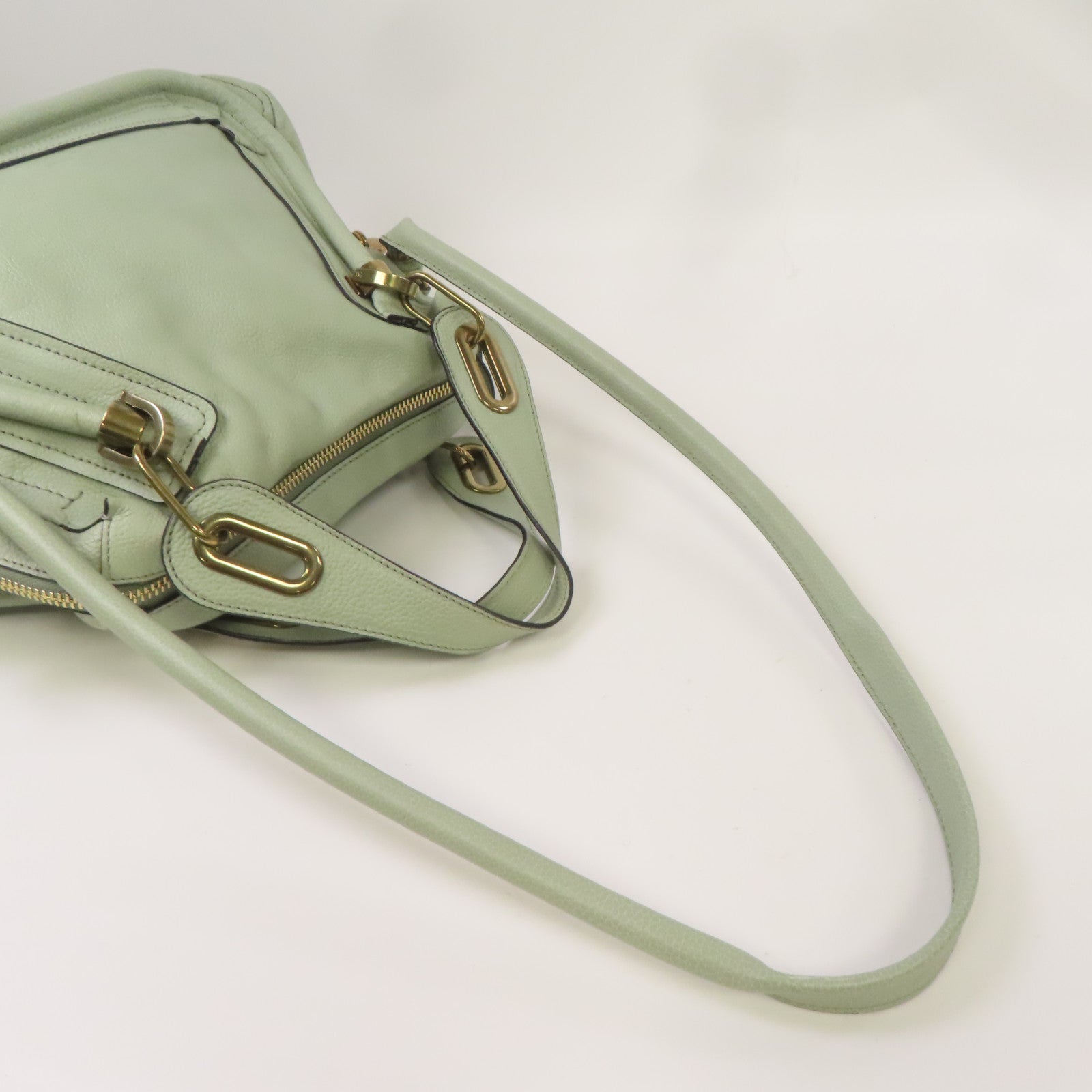 Chloe 牛皮皮革2 Way Shoulder金扣手挽肩背兩用袋綠色