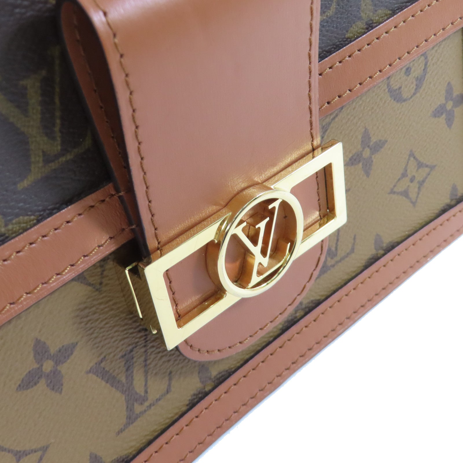 LOUIS VUITTON Monogram Reverse Dauphine MM 2Way Shoulder Bag金扣手挽肩背兩用袋啡色