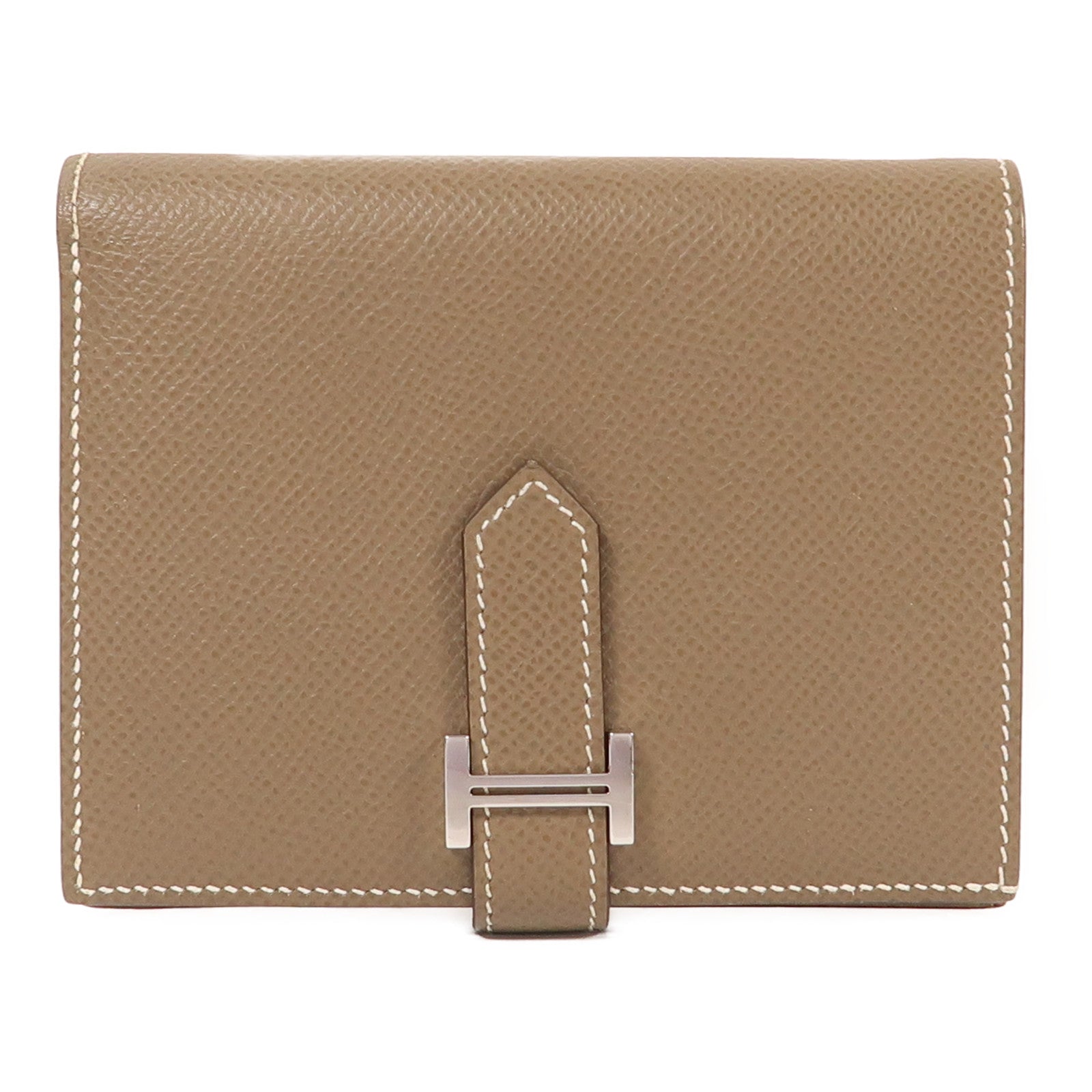 HERMES Epsom皮革Bearn Compact銀扣錢包Etoupe 18