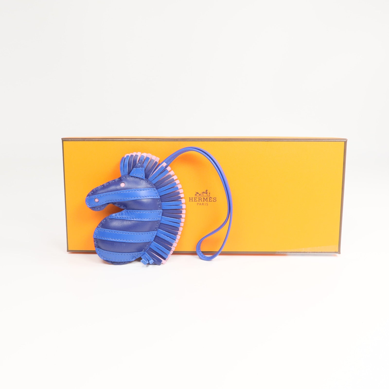 HERMES Milo皮革Geegee Savannah Charm掛飾Bleu Saphir/Bleu France/Mauve Sylvestre