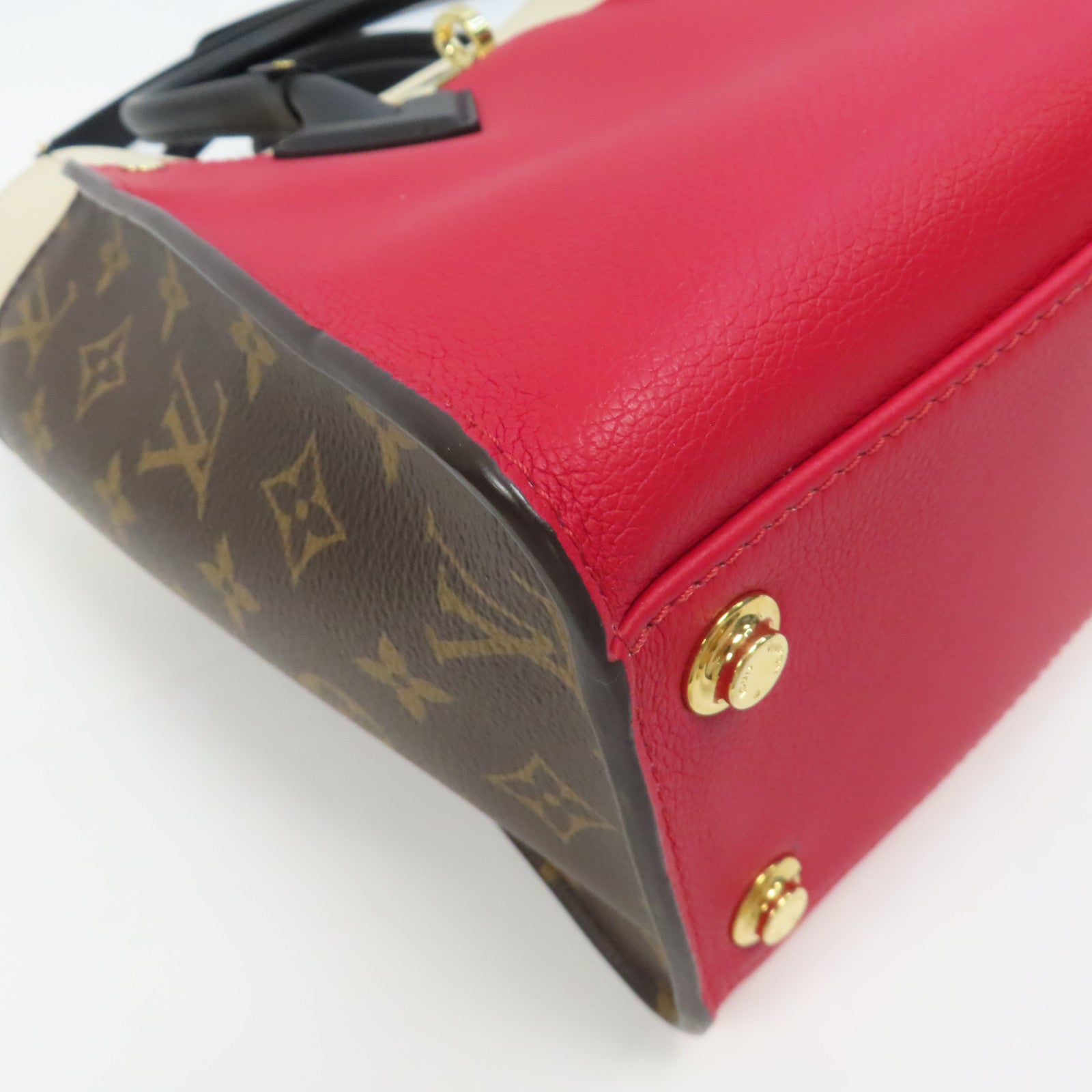 LOUIS VUITTON 【激減優惠】Monogram On My Side MM金扣手挽肩背兩用袋紅色/米色