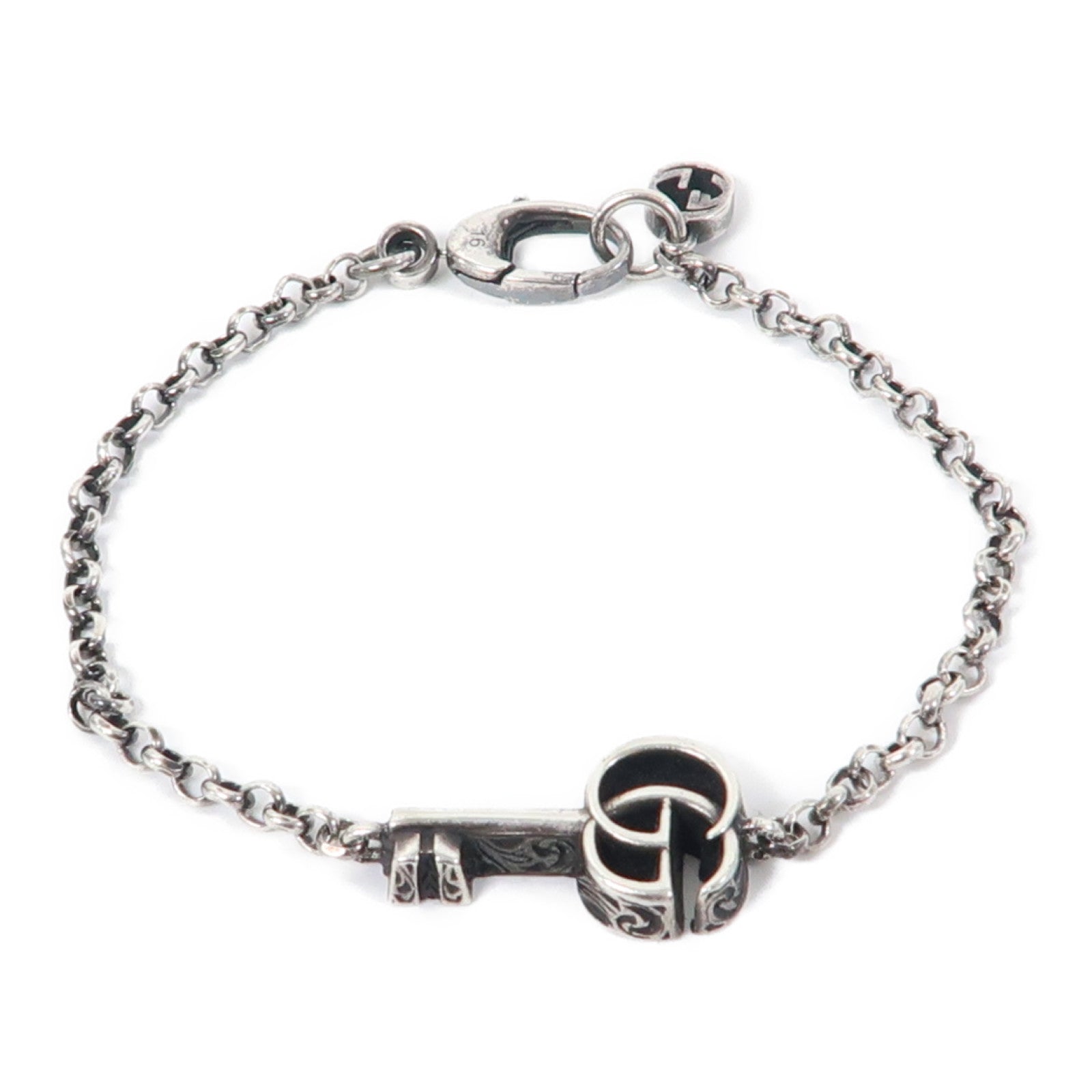 GUCCI 925純銀Double G Key Bracelet手鏈銀色