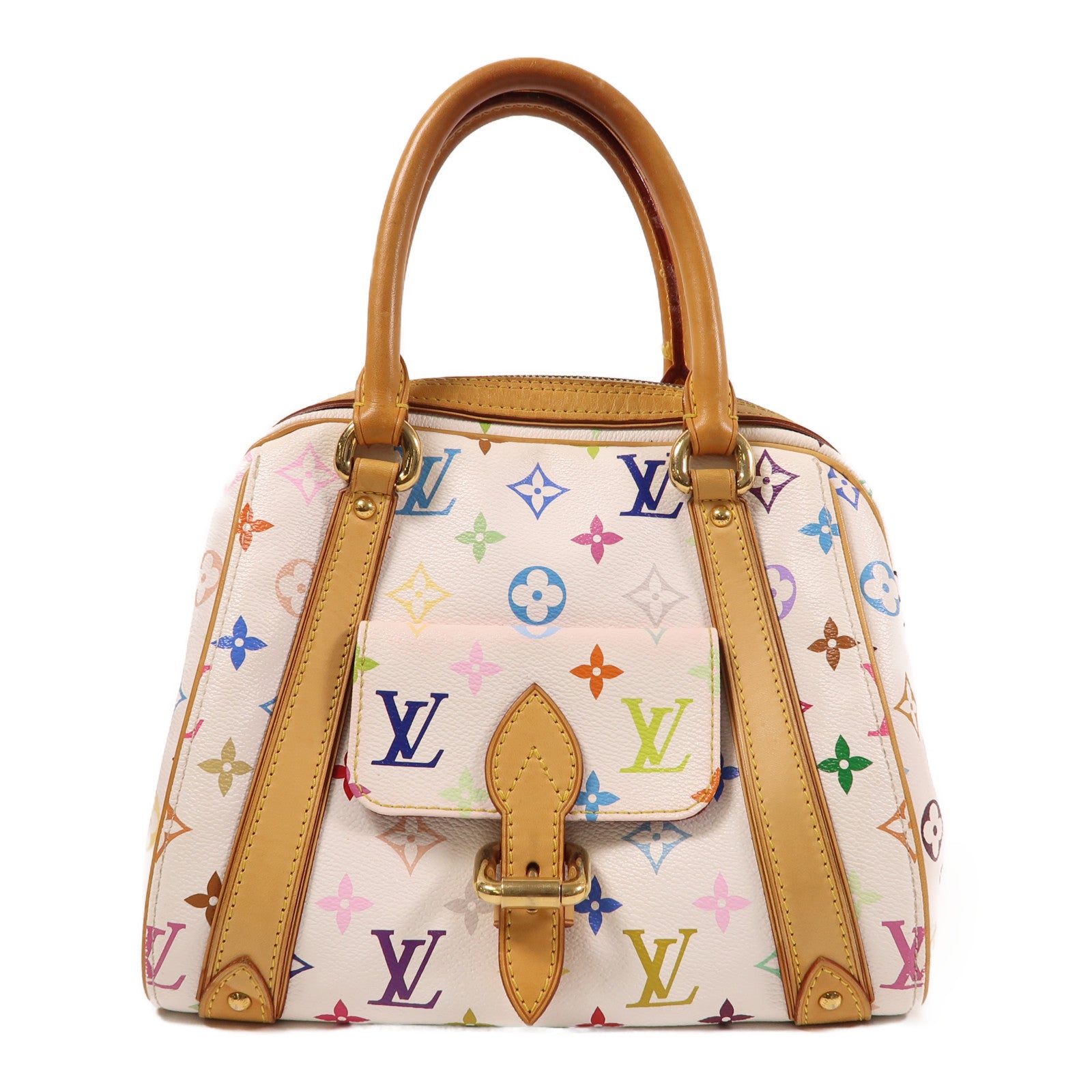 LOUIS VUITTON 【激減優惠】Monogram Multicolore Priscilla金扣手挽袋白色