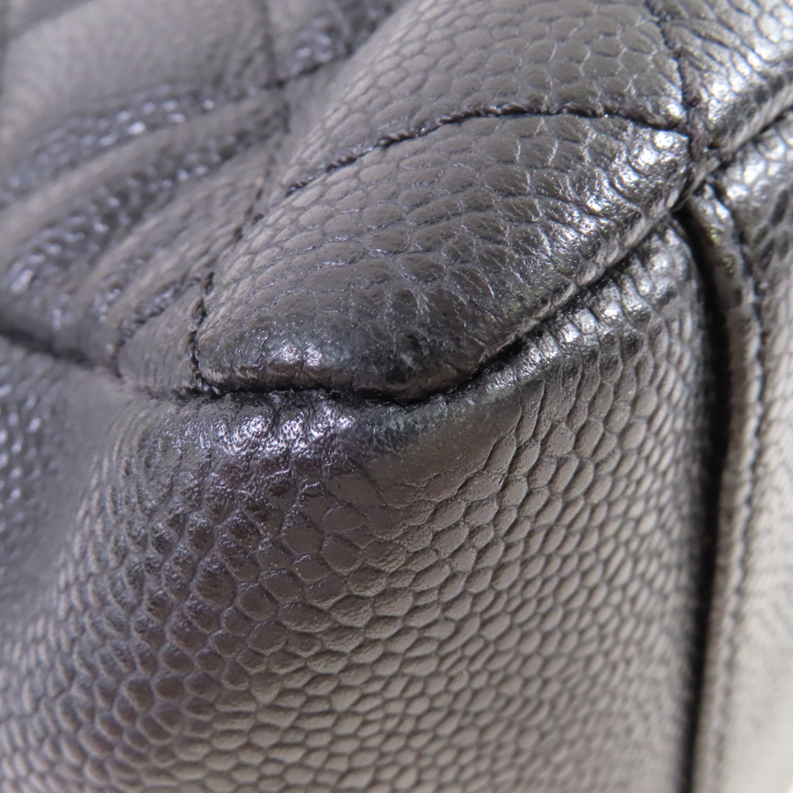 CHANEL 【激減優惠】菱格Caviar皮革GST Chain Shoulder Bag銀扣鏈帶肩背袋黑色