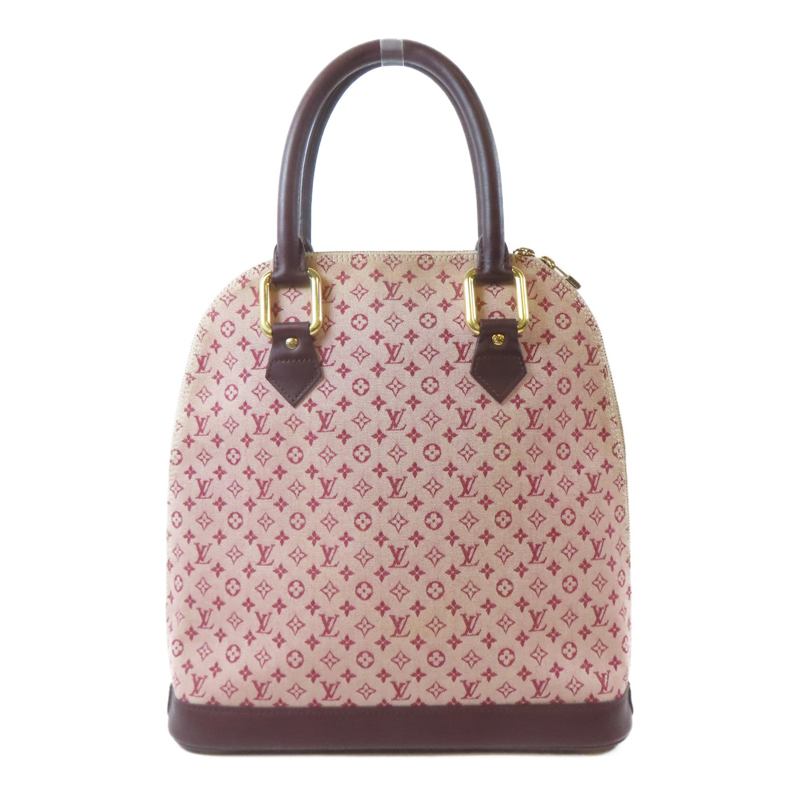 LOUIS VUITTON Monogram Mini Alma Haut金扣手挽袋紅色