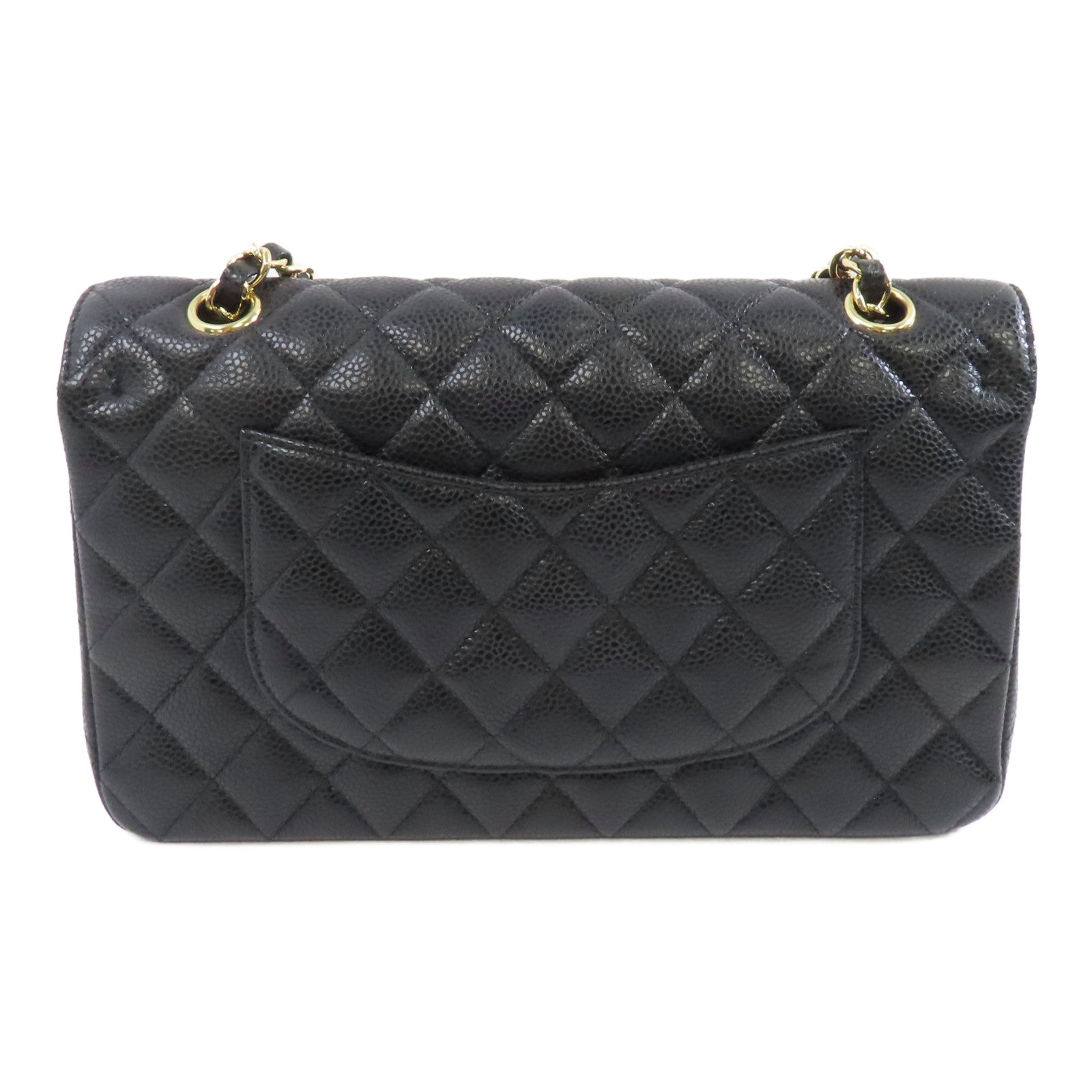 CHANEL 菱格Caviar皮革Classic 25金扣鏈帶肩背袋黑色