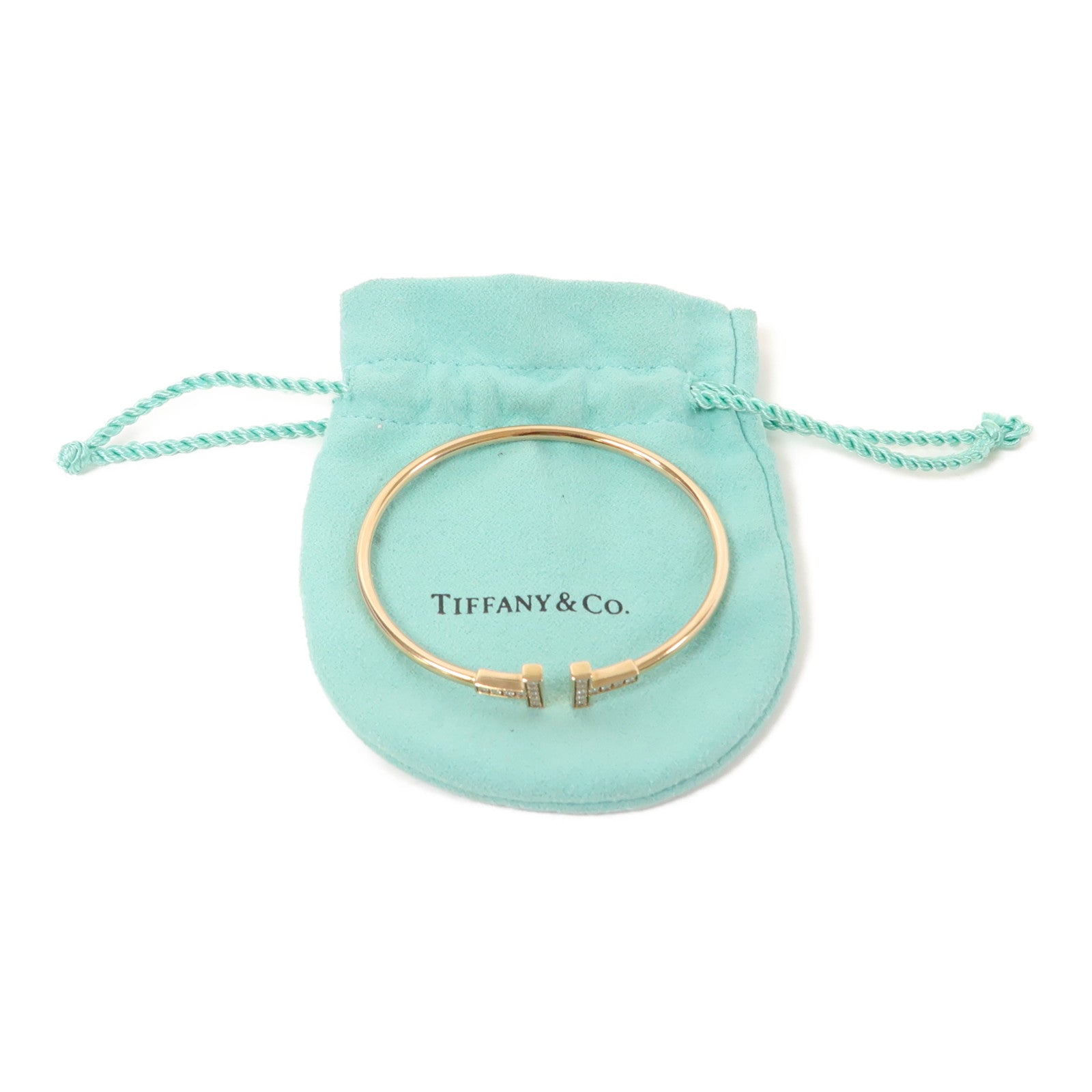 TIFFANY＆CO 18K黃金T Wire手鐲金色