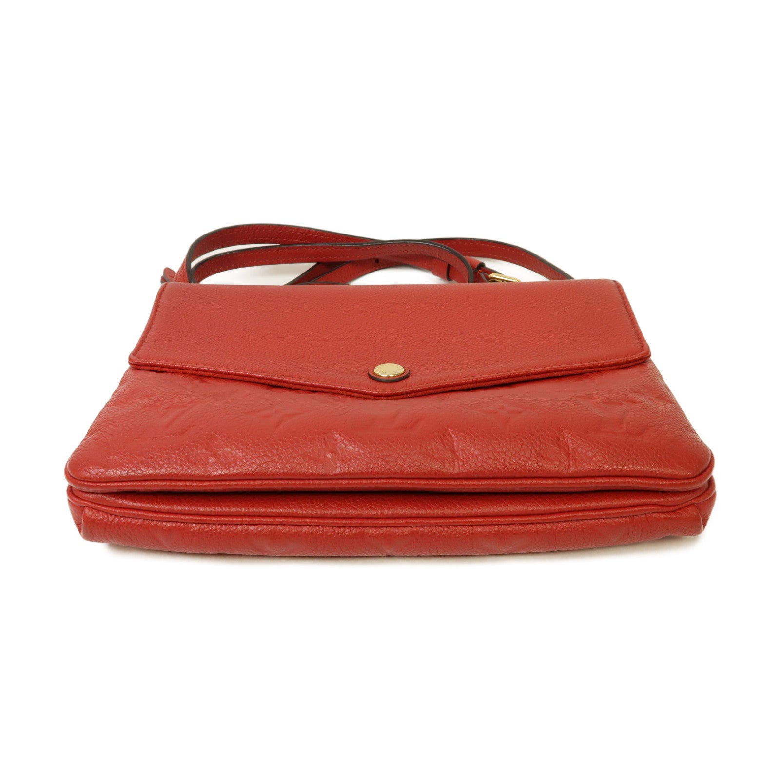 LOUIS VUITTON Monogram Empreinte Twice金扣肩背袋紅色