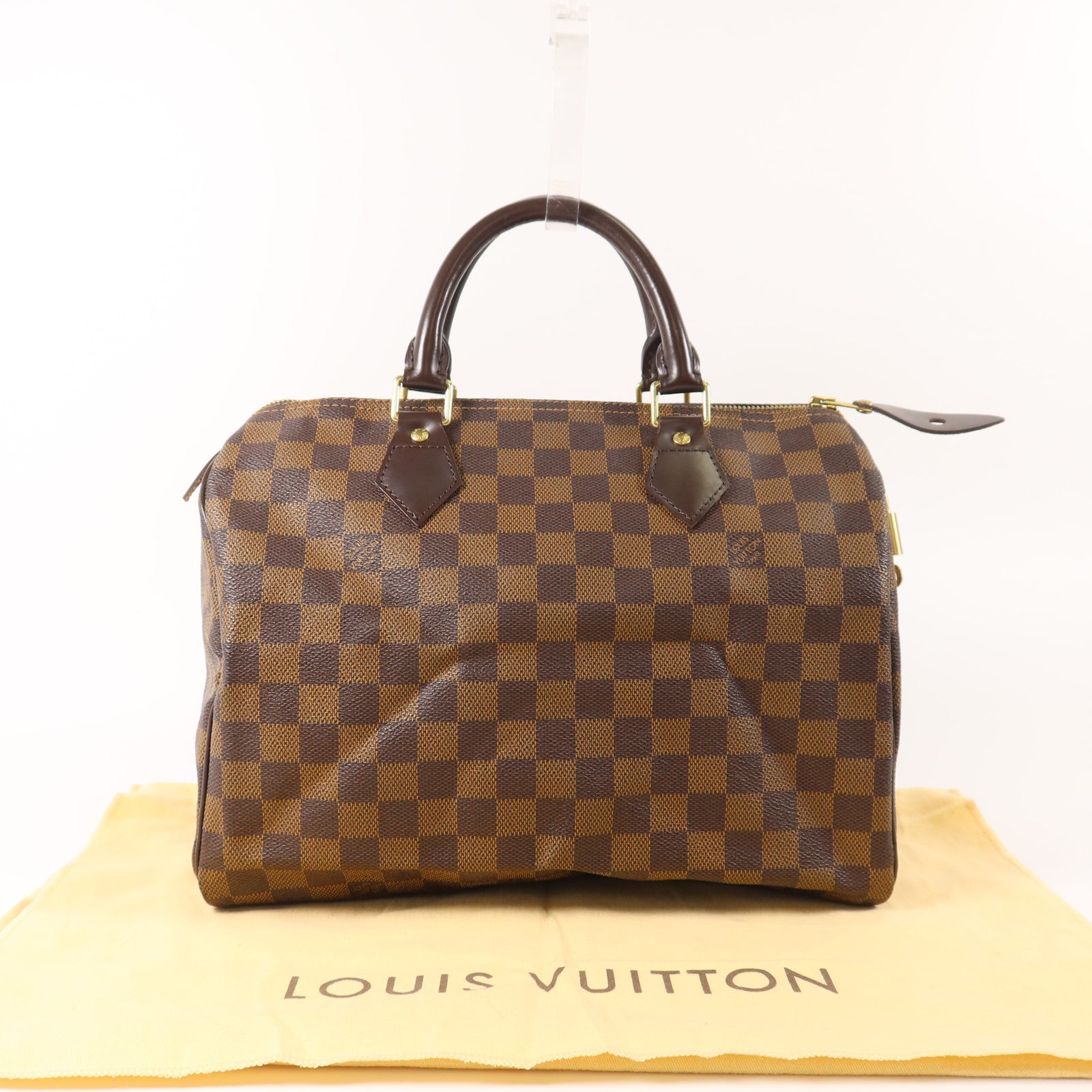 LOUIS VUITTON Damier Speedy 30金扣手挽袋