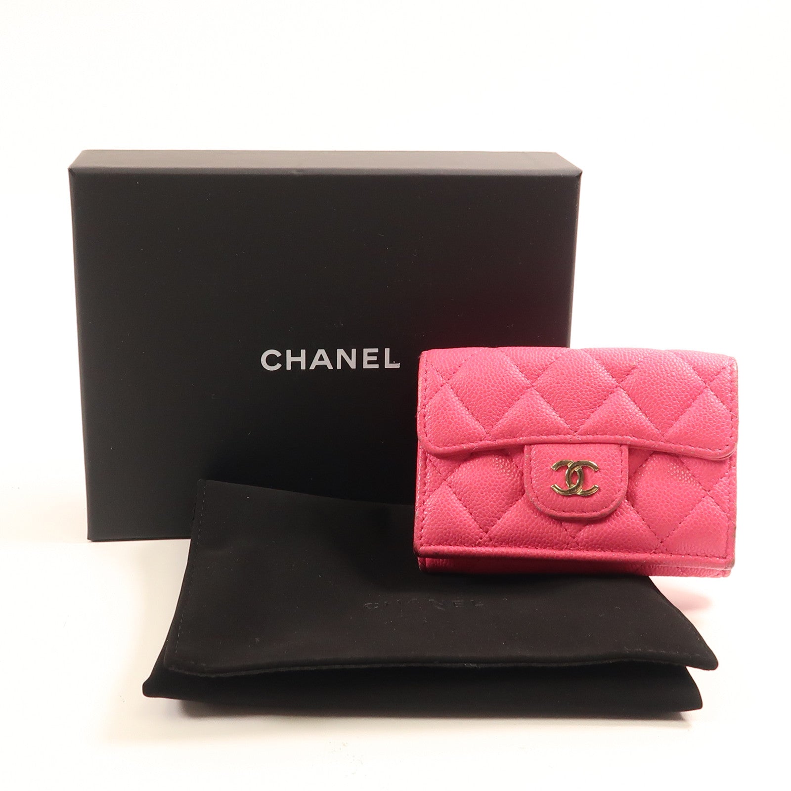 CHANEL 【激減優惠】牛皮皮革Wallet金扣錢包