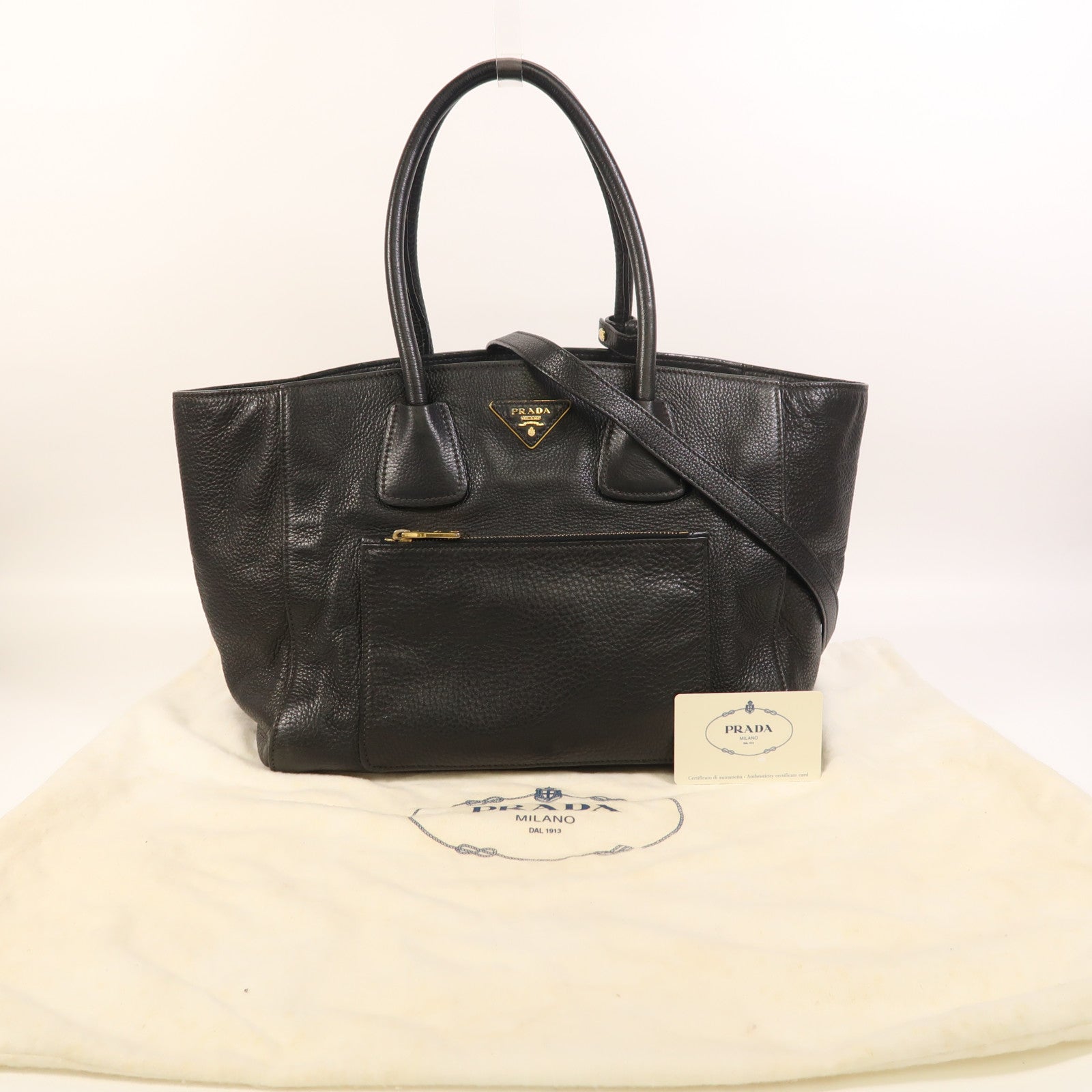 PRADA 牛皮皮革2 Way Shoulder金扣手挽肩背兩用袋