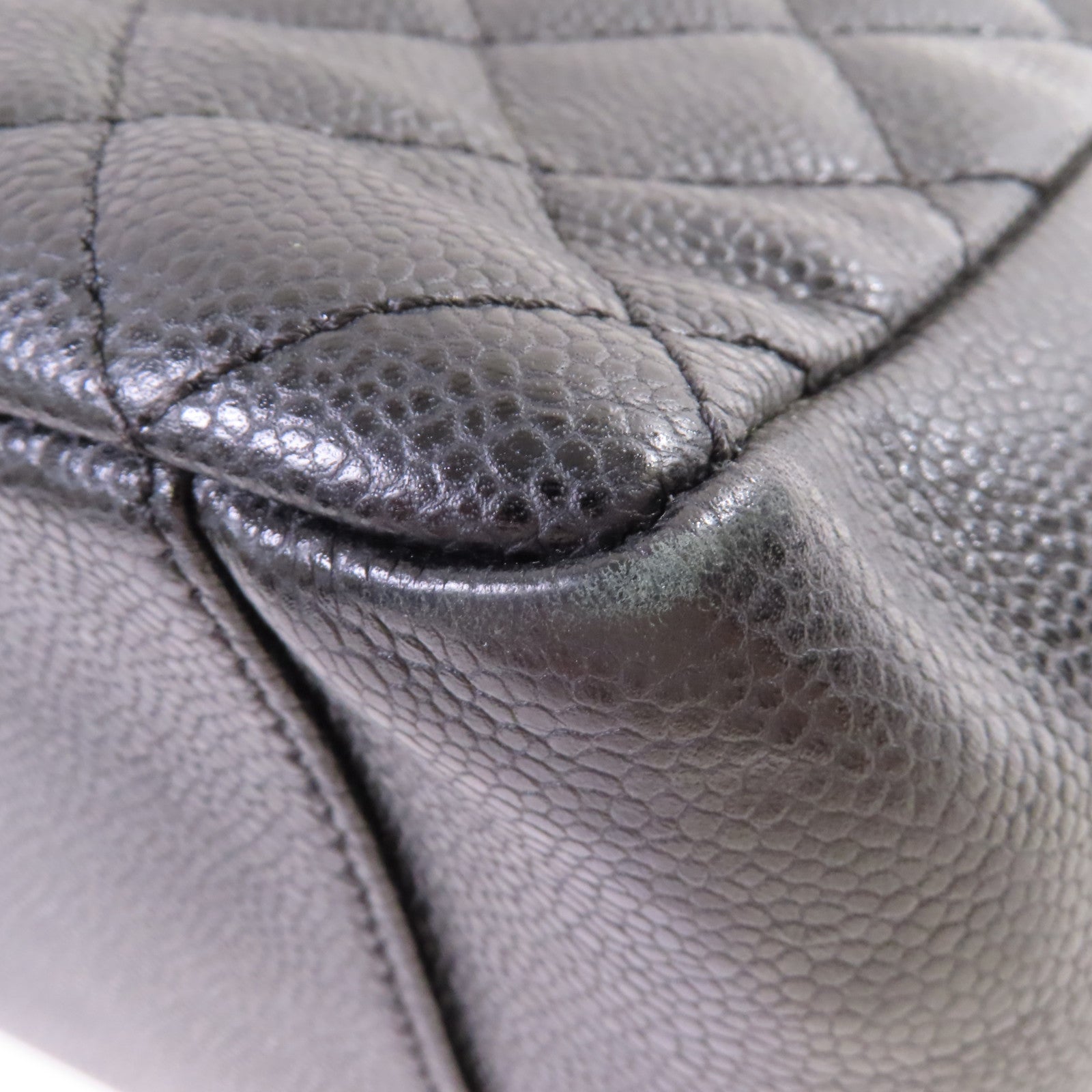 CHANEL 【激減優惠】菱格Caviar皮革GST Chain Shoulder Bag銀扣鏈帶肩背袋黑色