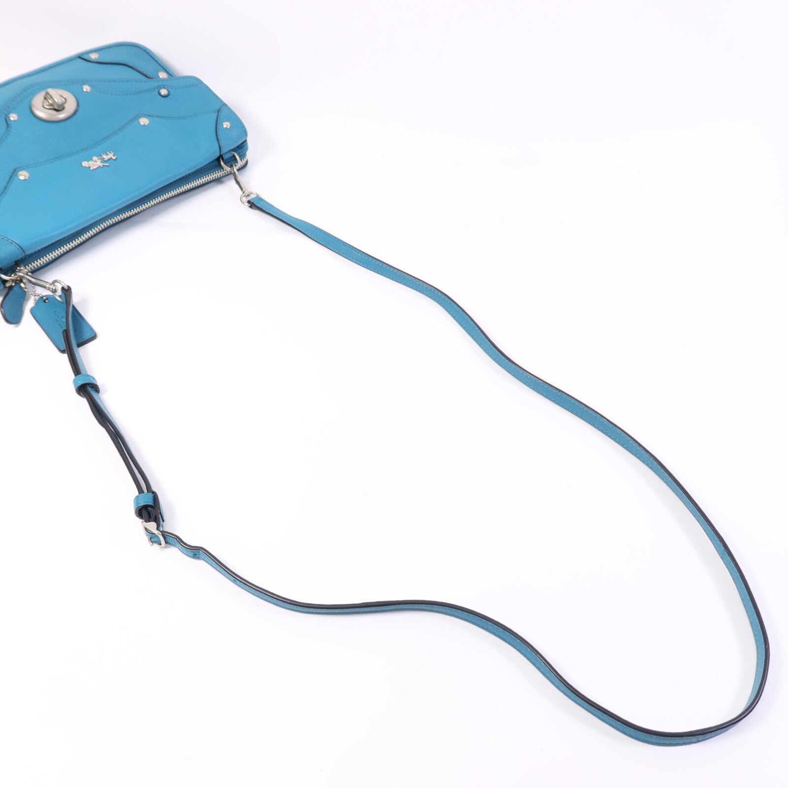 COACH 牛皮皮革Shoulder Bag銀扣肩背袋
