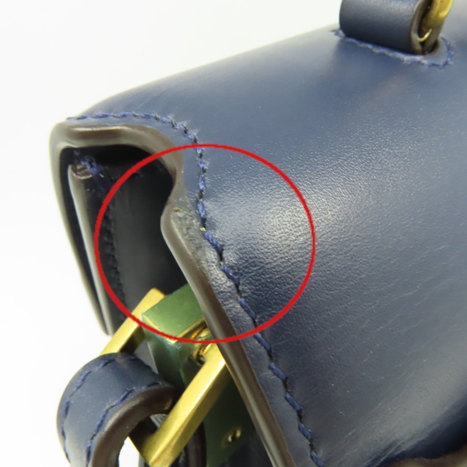 SAINT LAURENT 麂皮皮革/牛皮皮革Cassandra 2Way Shoulder Bag金扣手挽肩背兩用袋藍色