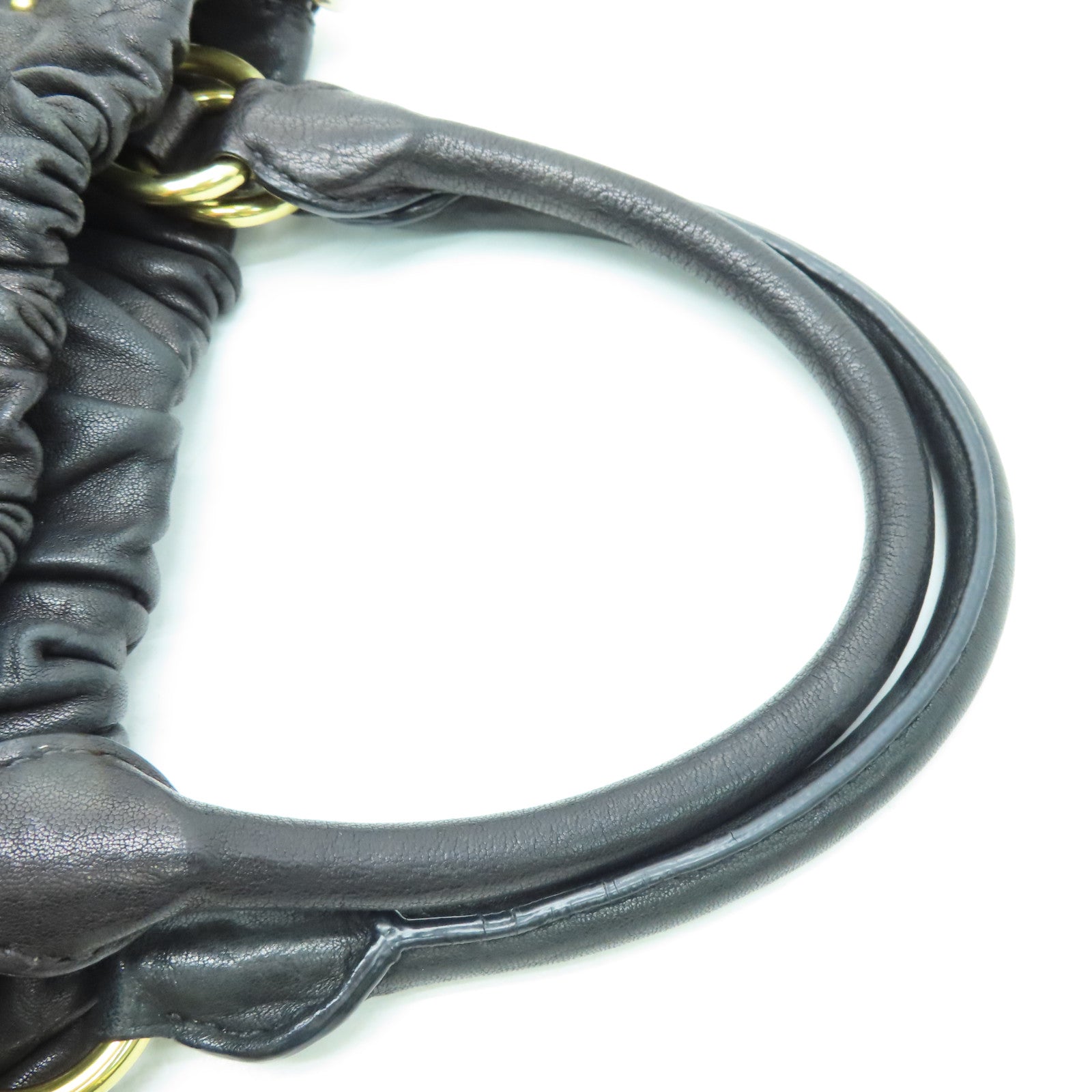 Miu Miu 【激減優惠】牛皮皮革2way Shoulder Bag金扣手挽肩背兩用袋黑色
