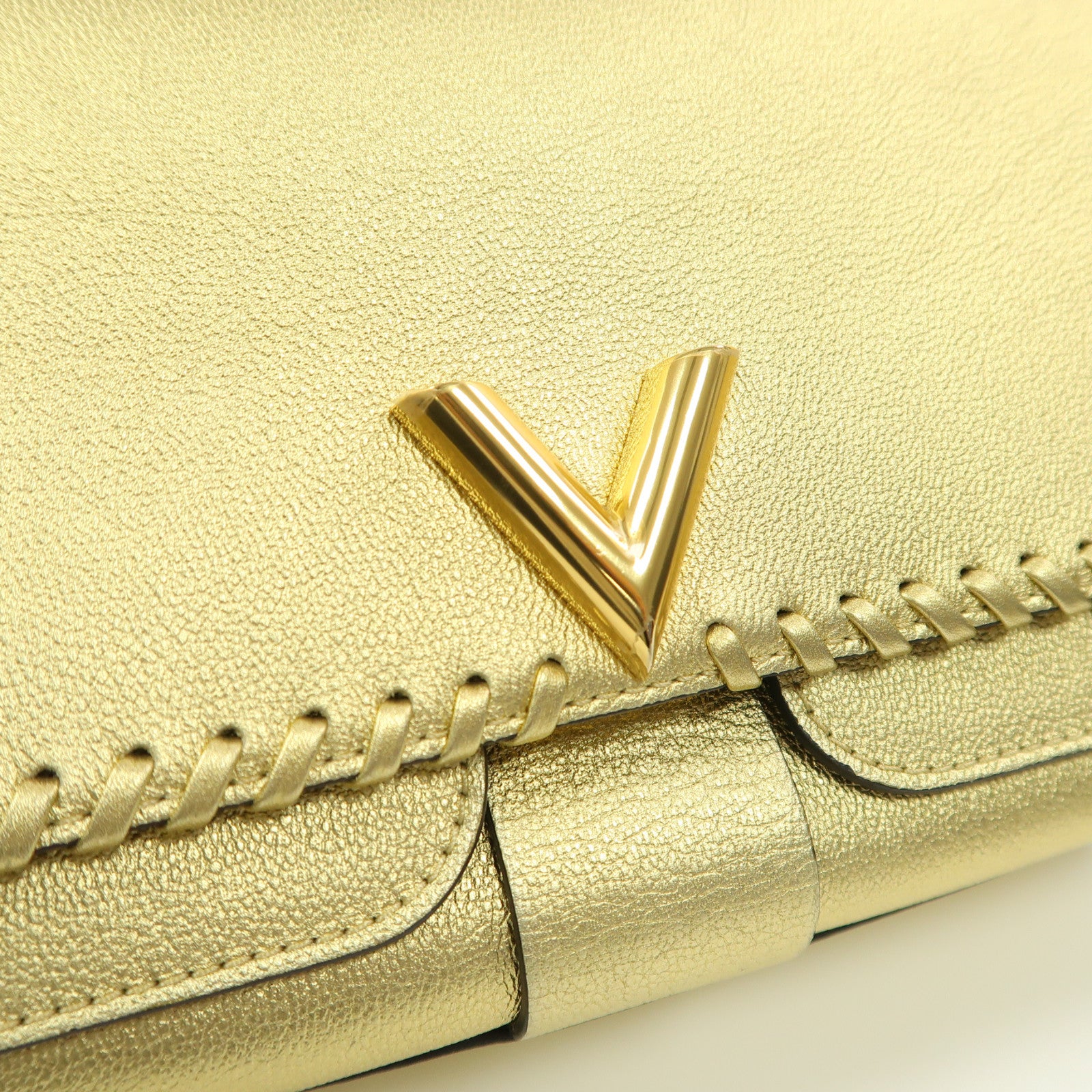LOUIS VUITTON 牛皮皮革Very Chain金扣手挽肩背兩用袋金色