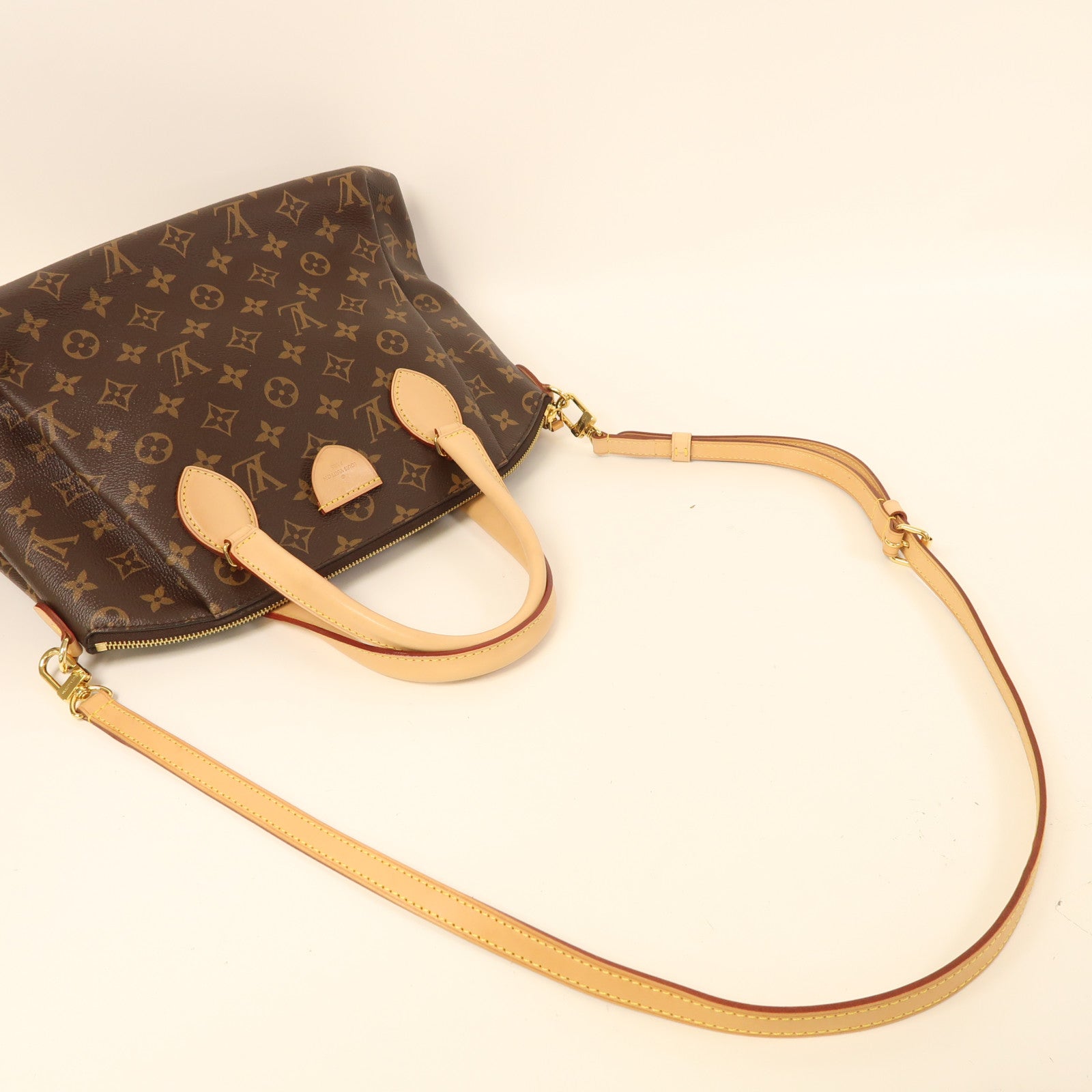 LOUIS VUITTON Monogram Rivoli MM金扣手挽肩背兩用袋棕色