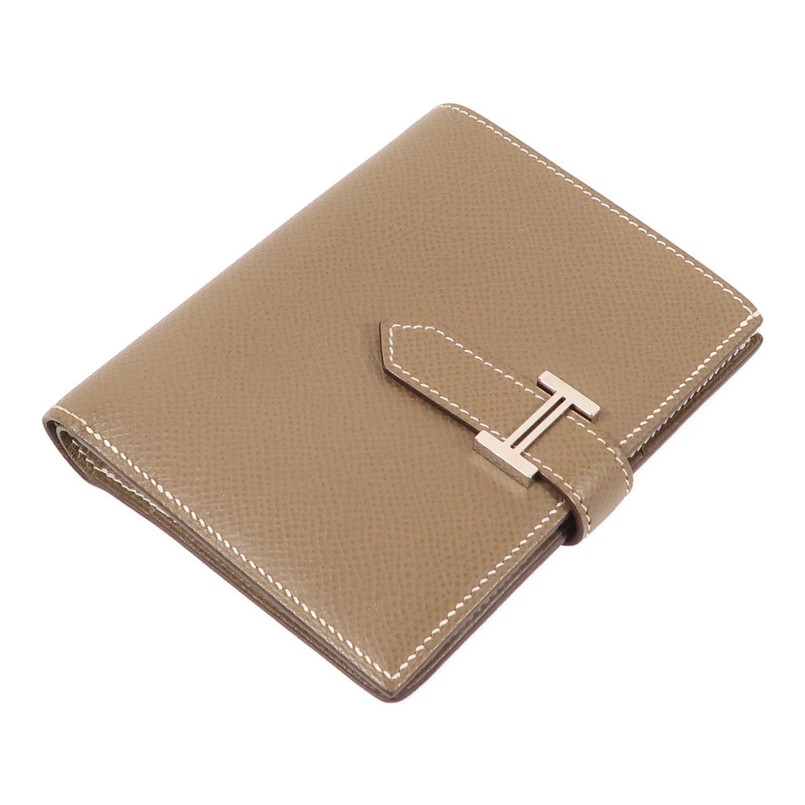 HERMES Epsom皮革Bearn Compact銀扣錢包Etoupe 18
