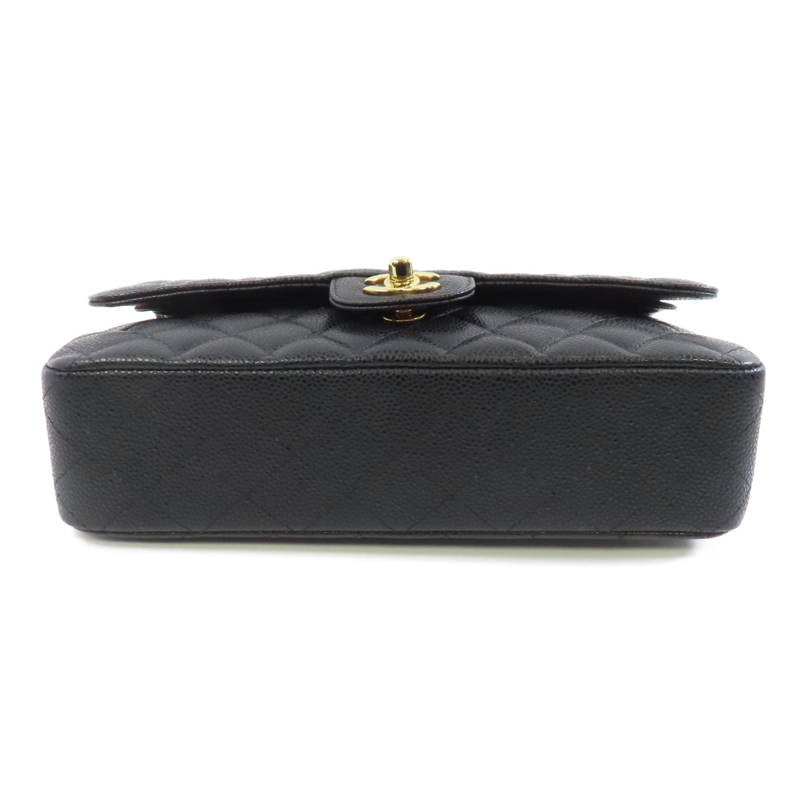 CHANEL 菱格Caviar皮革Classic 25金扣鏈帶肩背袋黑色
