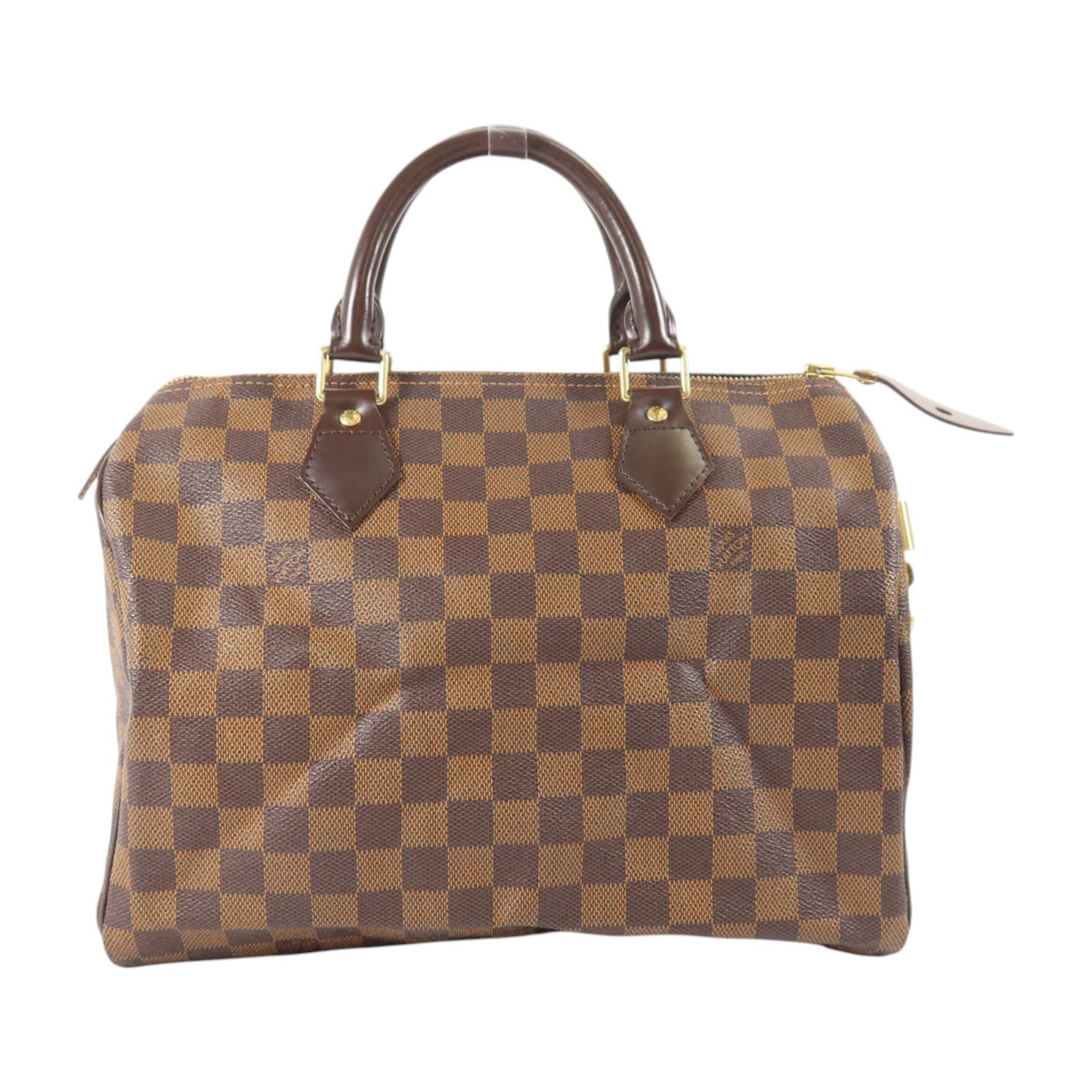 LOUIS VUITTON Damier Speedy 30金扣手挽袋