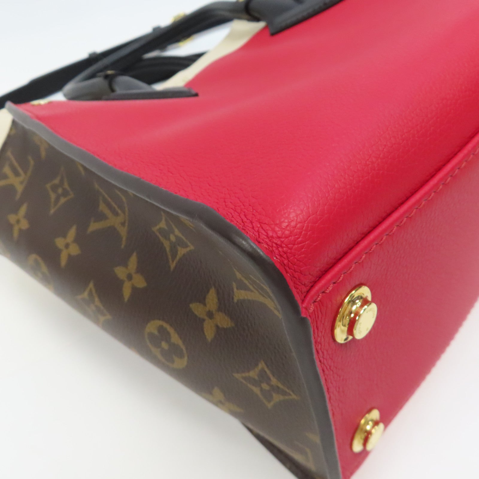 LOUIS VUITTON 【激減優惠】Monogram On My Side MM金扣手挽肩背兩用袋紅色/米色