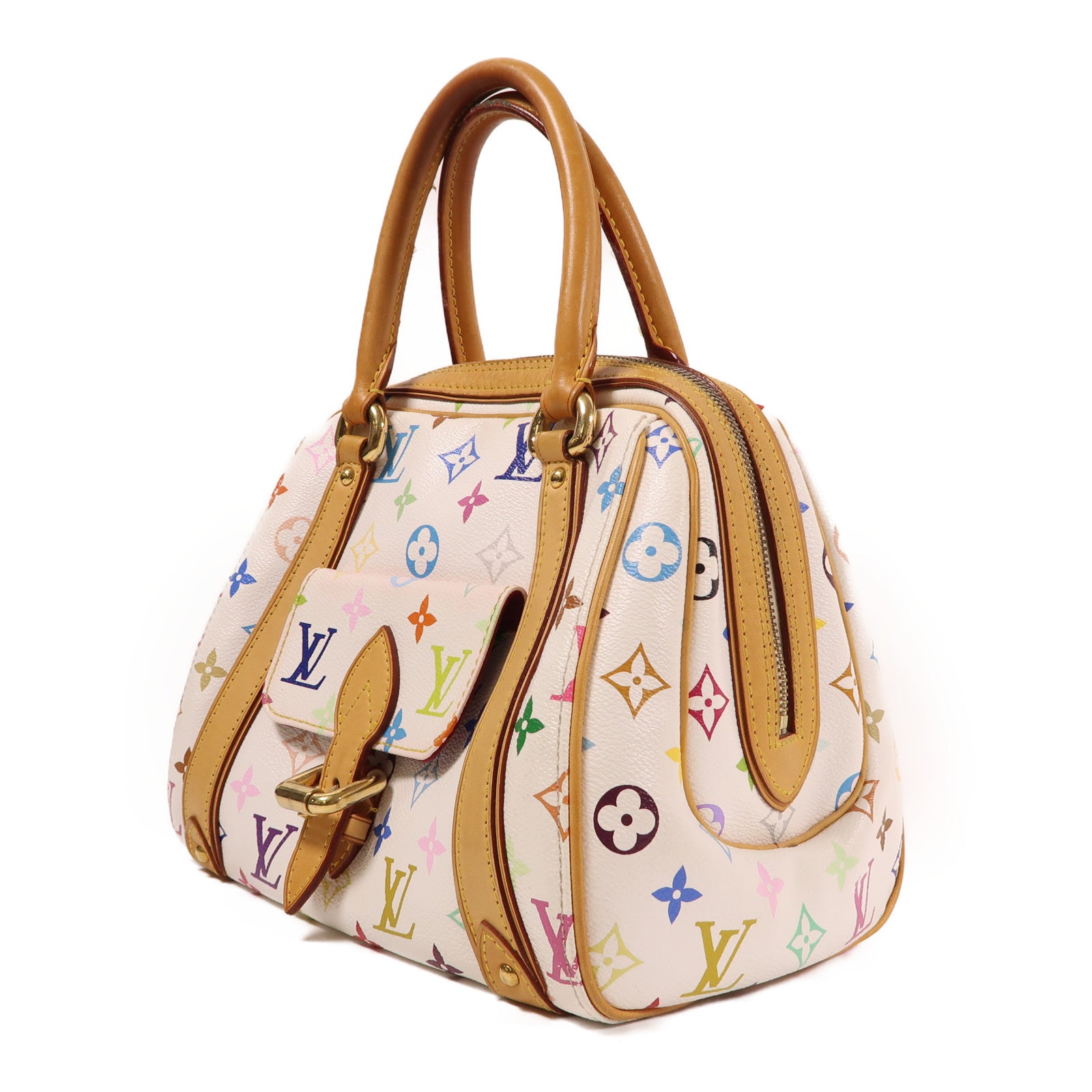 LOUIS VUITTON 【激減優惠】Monogram Multicolore Priscilla金扣手挽袋白色