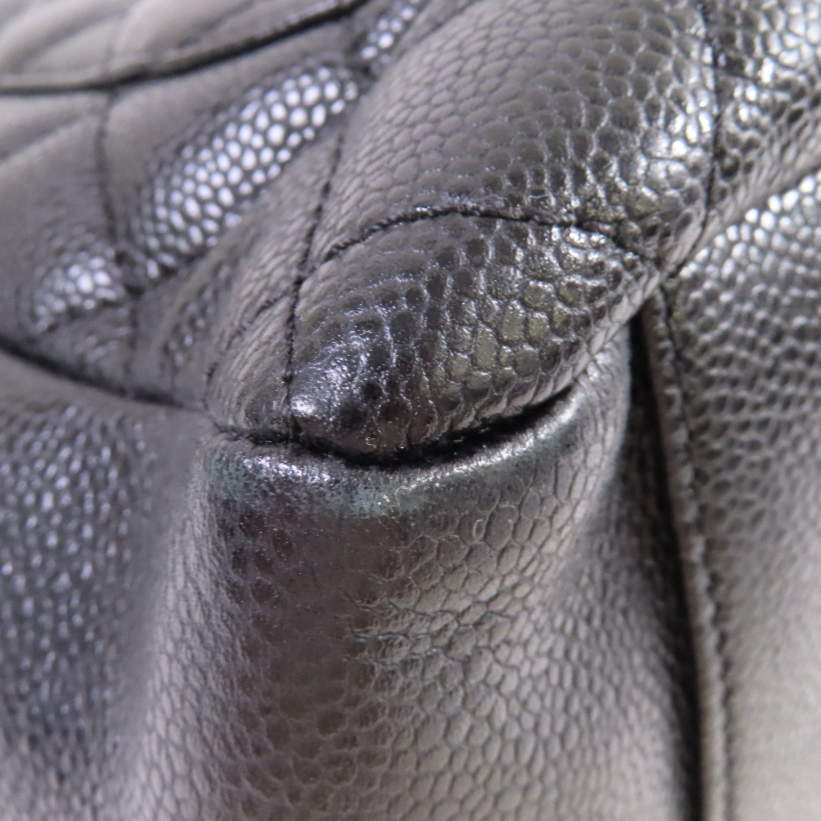 CHANEL 【激減優惠】菱格Caviar皮革GST Chain Shoulder Bag銀扣鏈帶肩背袋黑色