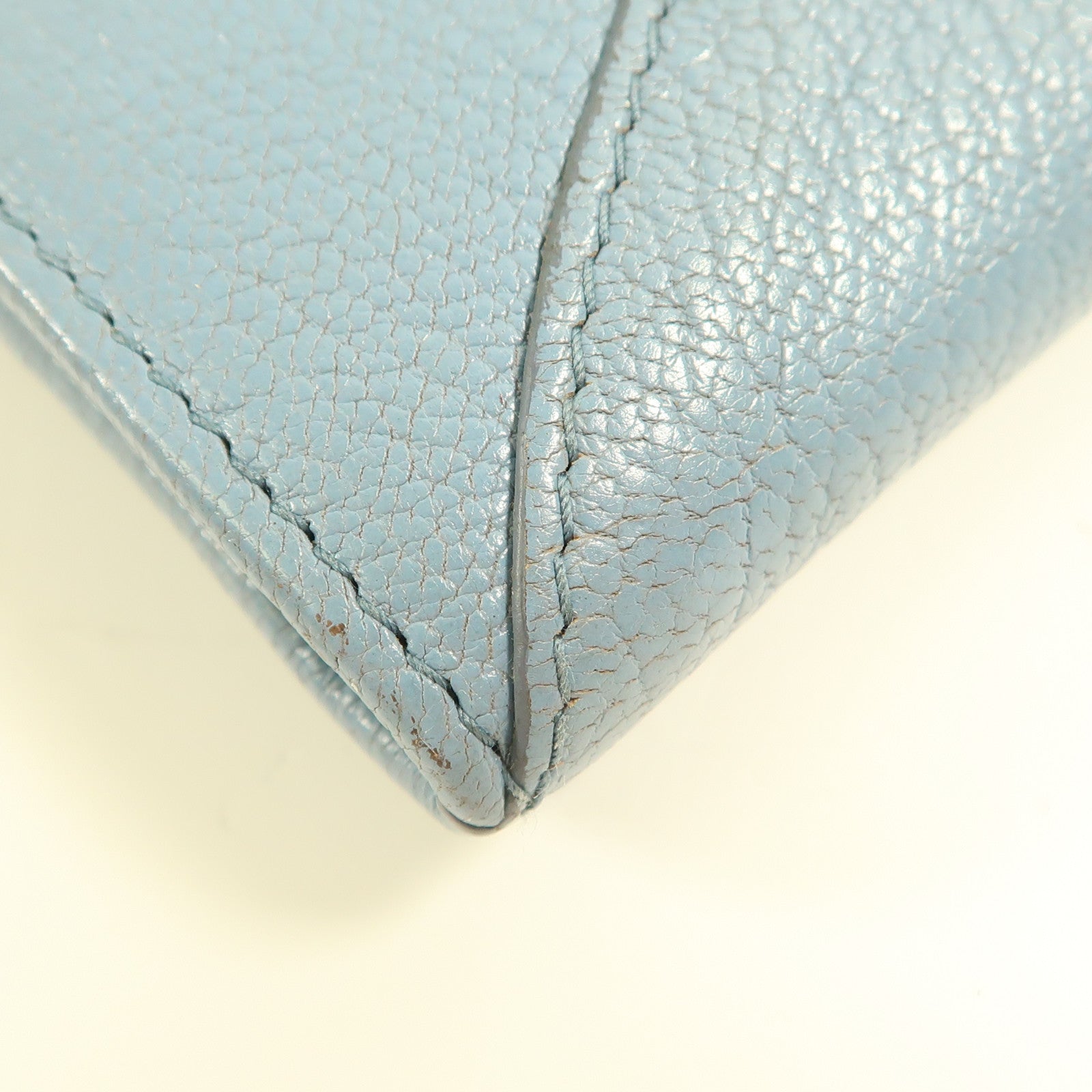 Miu Miu 【激減優惠】牛皮皮革Long Wallet金扣長錢包藍色/白色