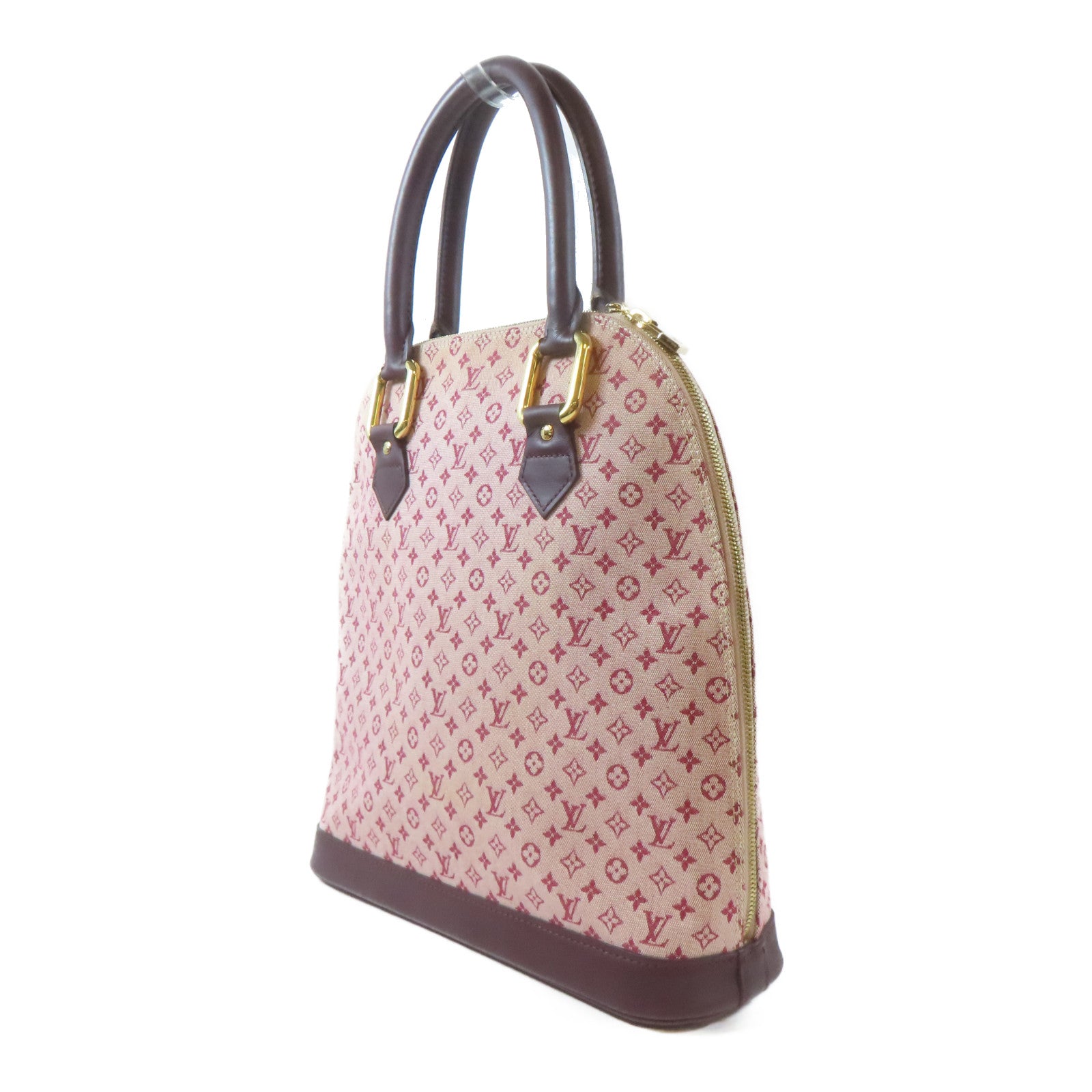 LOUIS VUITTON Monogram Mini Alma Haut金扣手挽袋紅色