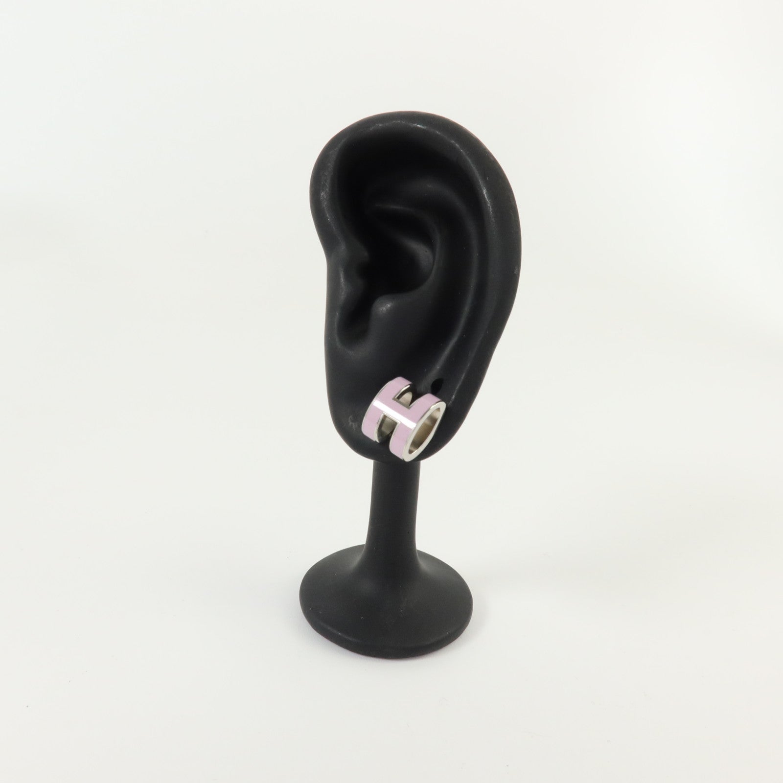 HERMES 金屬/琺瑯Pop H Earrings銀扣耳環