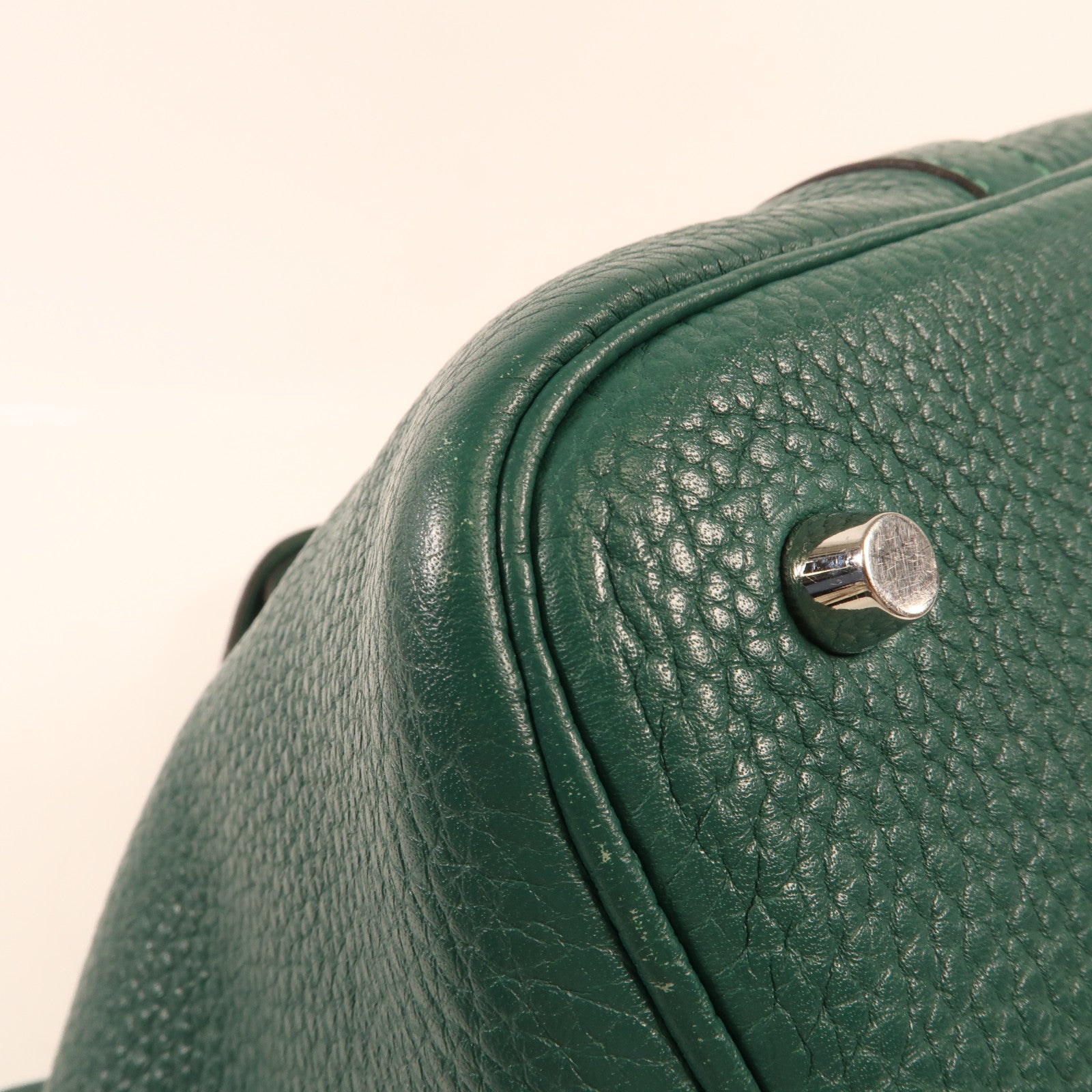 HERMES Clemence皮革Picotin MM銀扣手挽袋Vert Vertigo