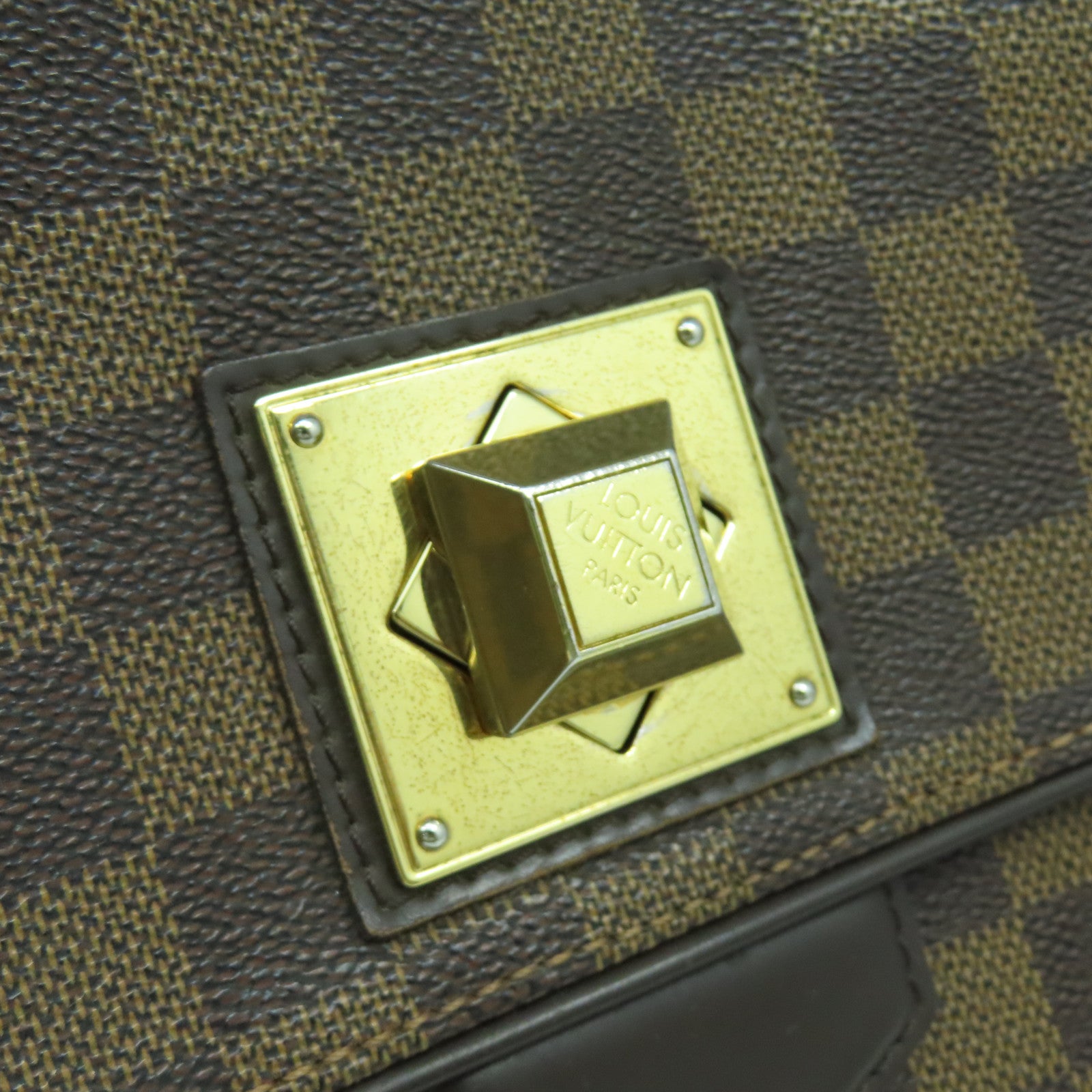 LOUIS VUITTON 【激減優惠】Damier Ebene Bergamo GM金扣手挽肩背兩用袋啡色
