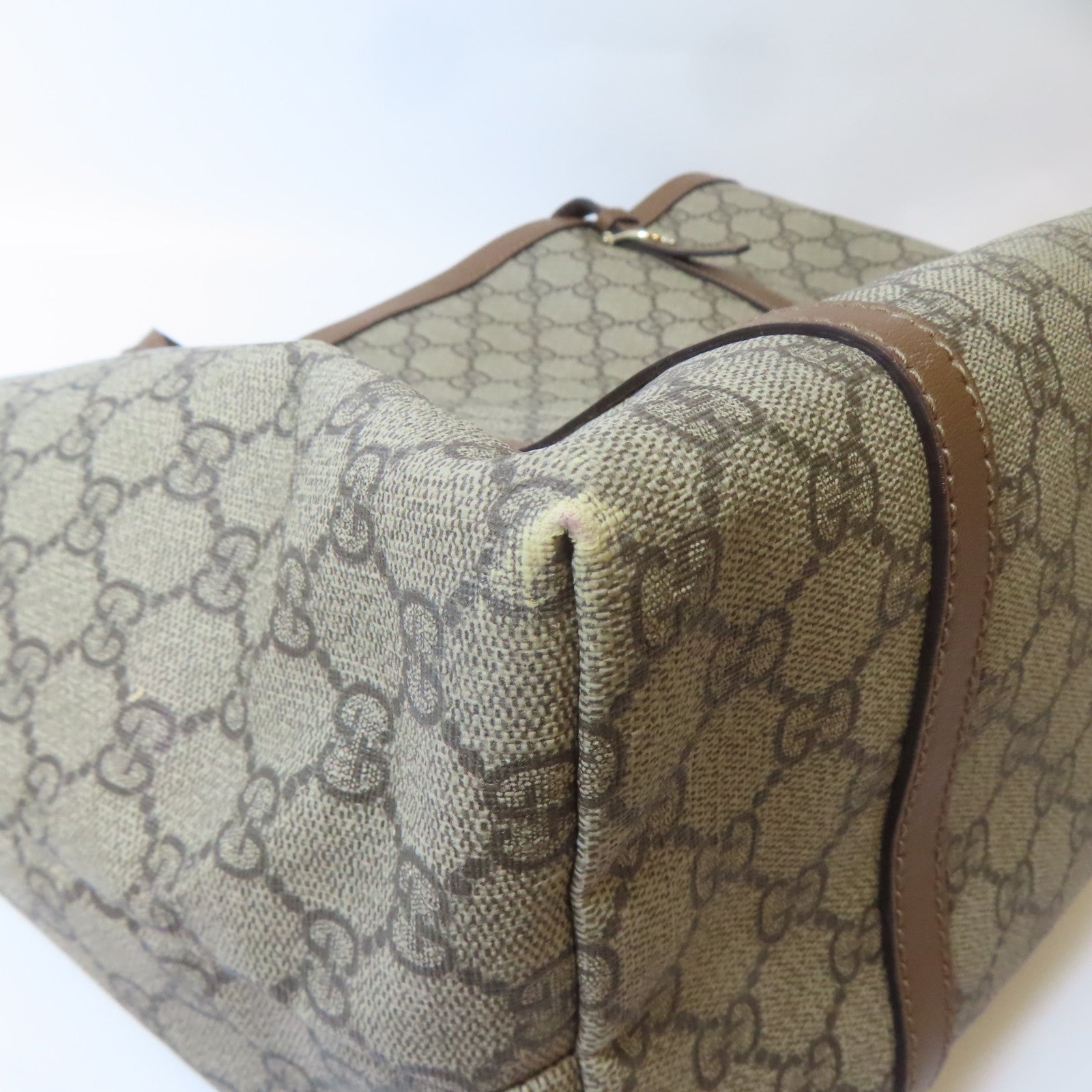 GUCCI 【激減優惠】塗層帆布Tote Bag金扣手挽袋啡色