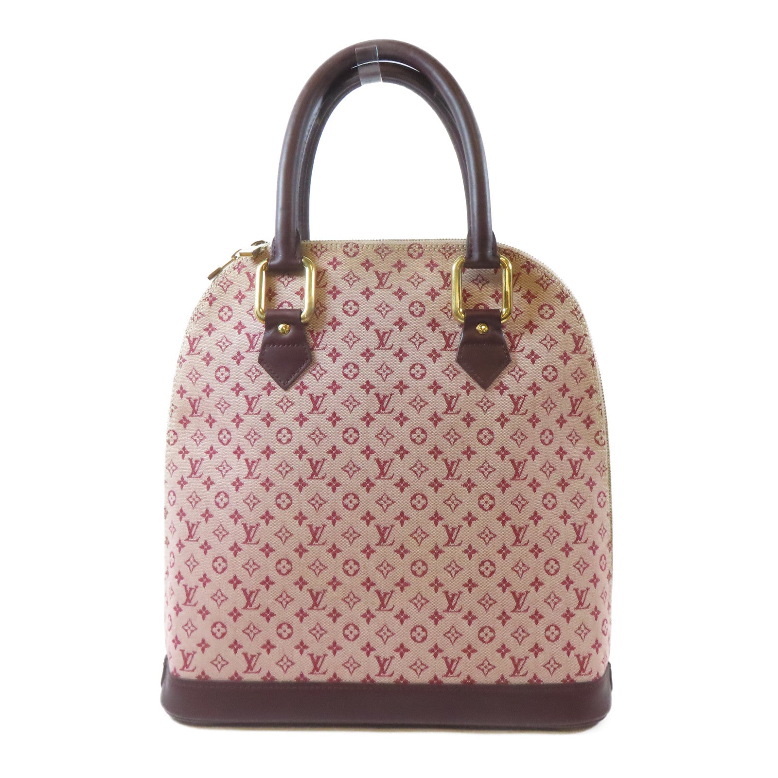 LOUIS VUITTON Monogram Mini Alma Haut金扣手挽袋紅色