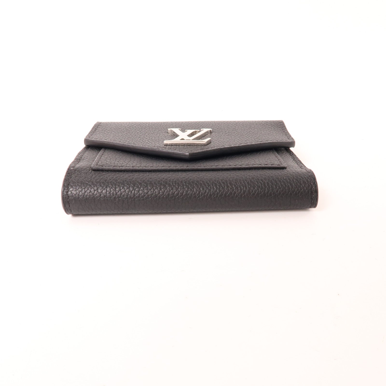 LOUIS VUITTON 牛皮皮革MyLockMe Compact Wallet銀扣錢包黑色