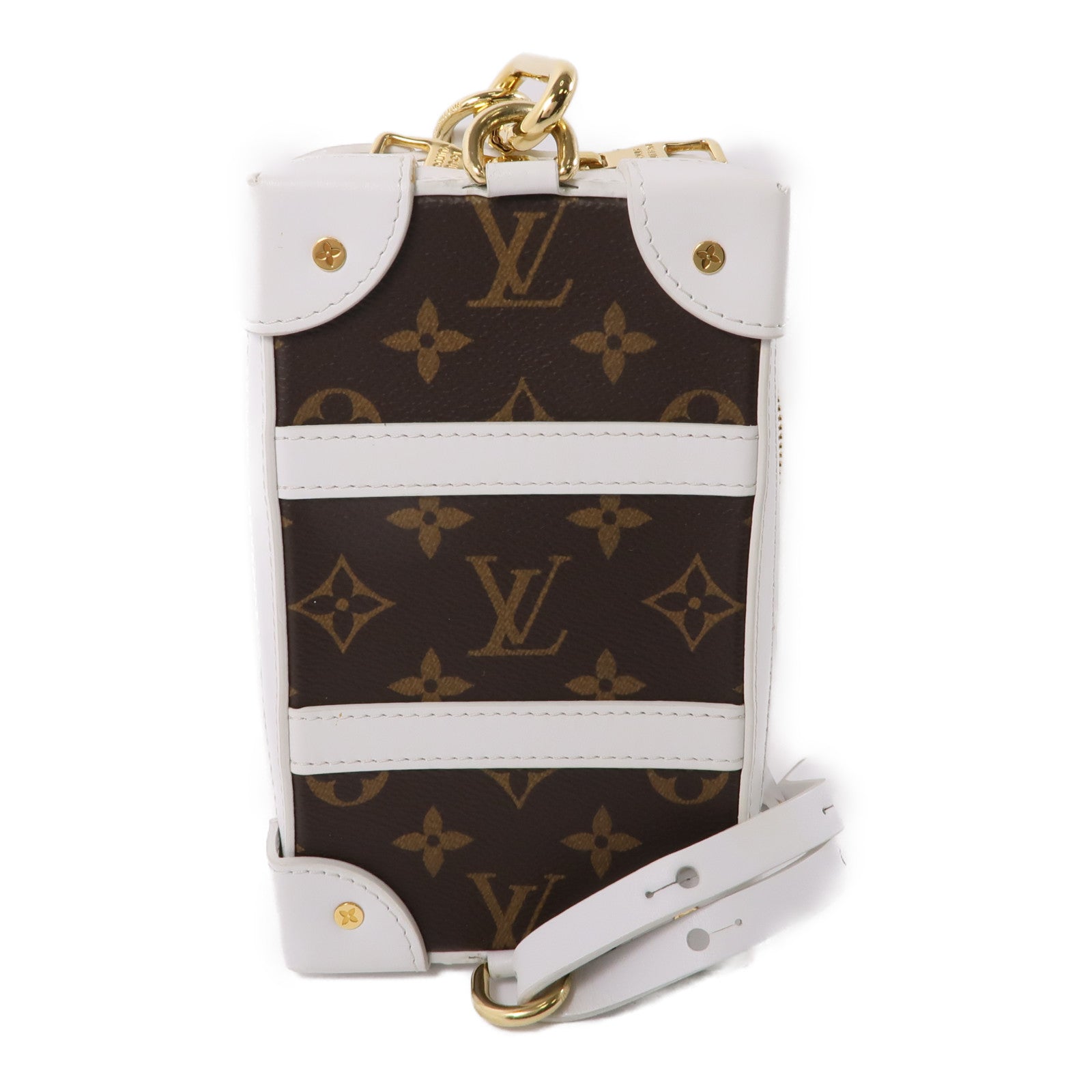LOUIS VUITTON Monogram/皮革LV x NBA Soft Trunk金扣鏈帶肩背袋棕色/白色
