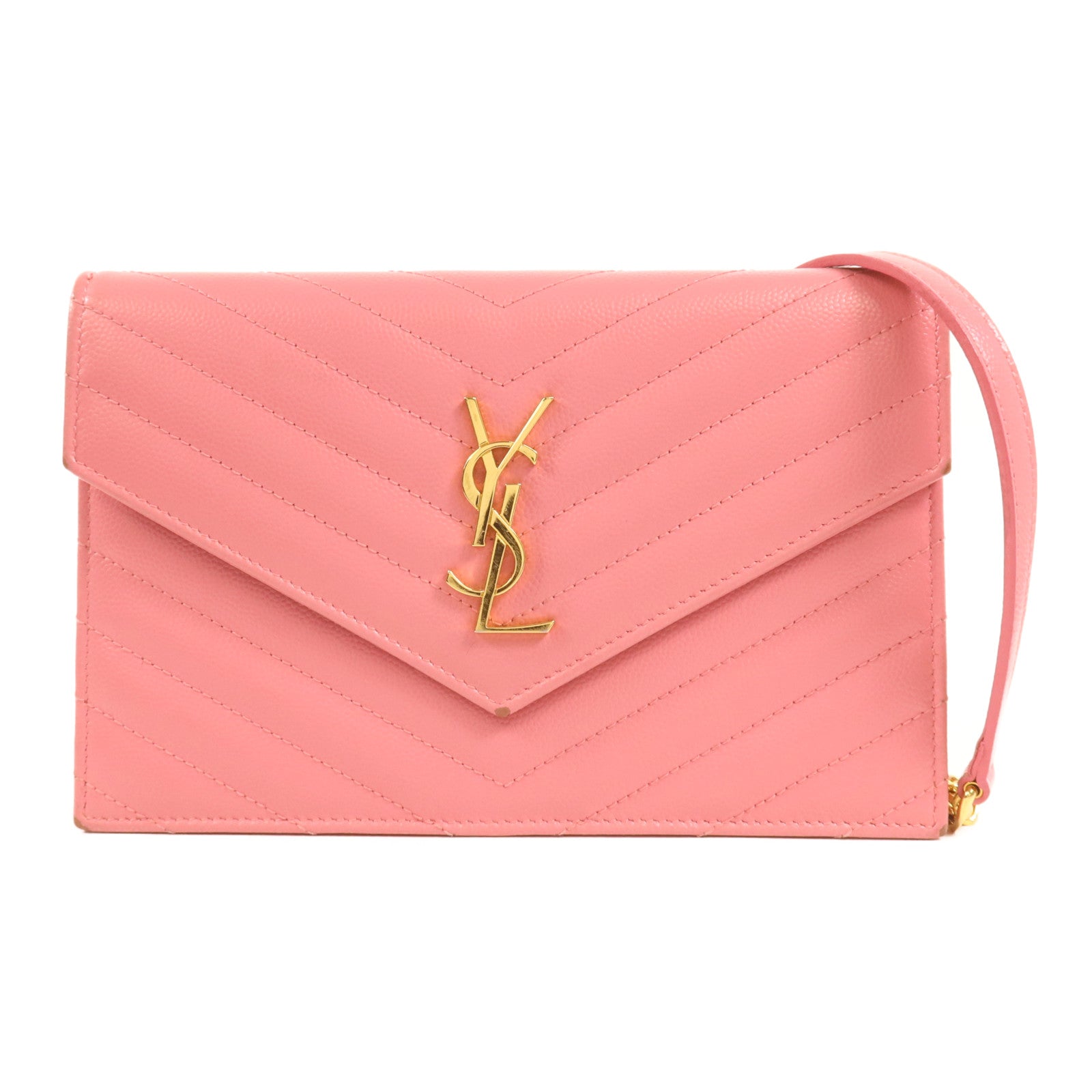 YVES SAINT LAURENT 牛皮皮革WOC金扣肩背袋