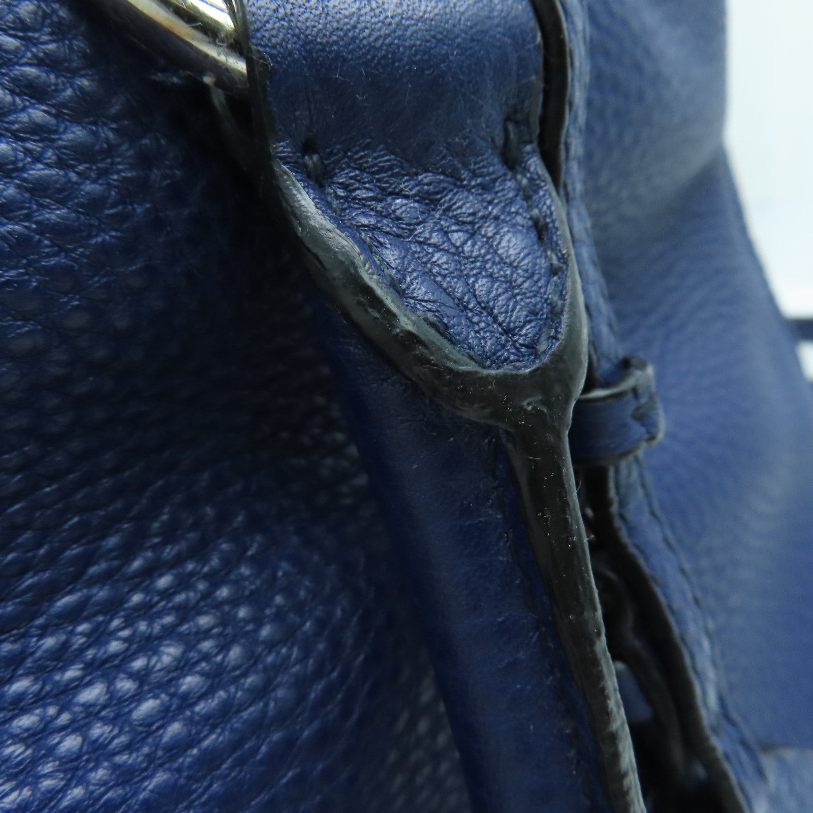 PRADA 【激減優惠】牛皮皮革2 Way Shoulder銀扣手挽肩背兩用袋藍色