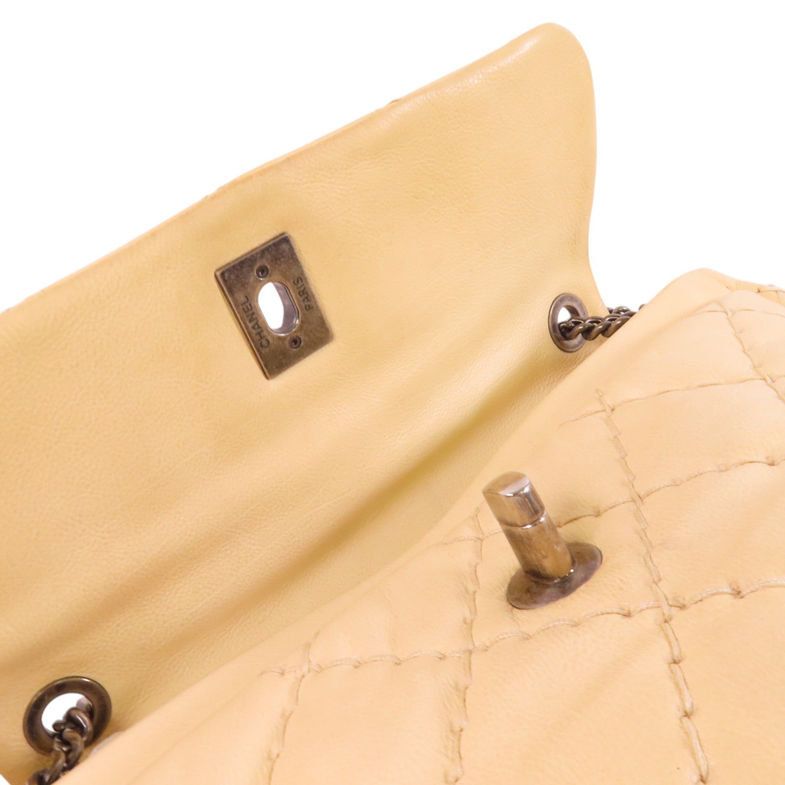 CHANEL 牛皮皮革Chain Shoulder銀扣鏈帶肩背袋