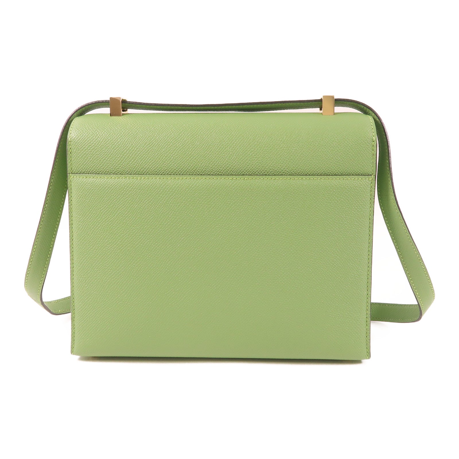 HERMES Epsom皮革Verrou 23金扣肩背袋Vert Criquet