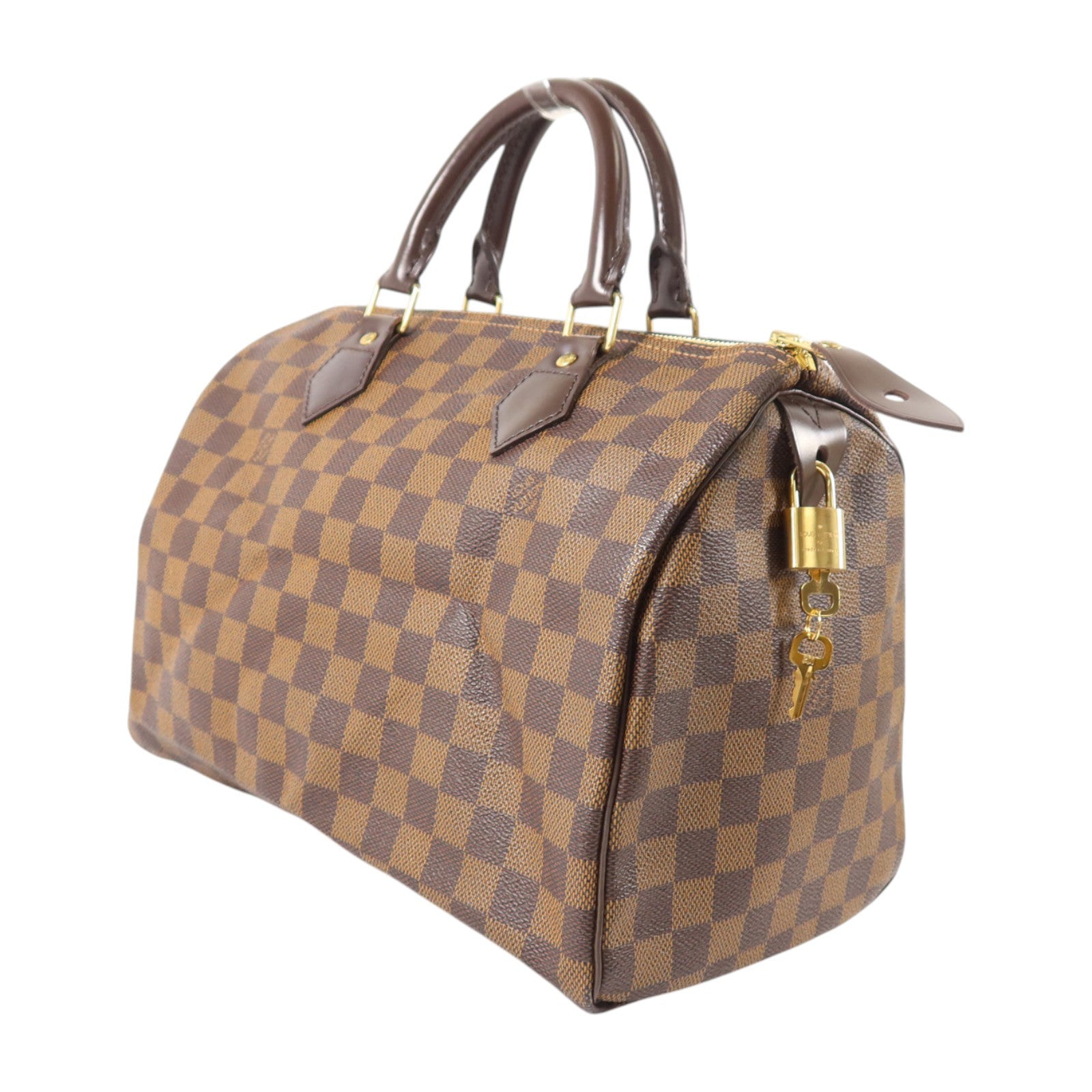 LOUIS VUITTON Damier Speedy 30金扣手挽袋