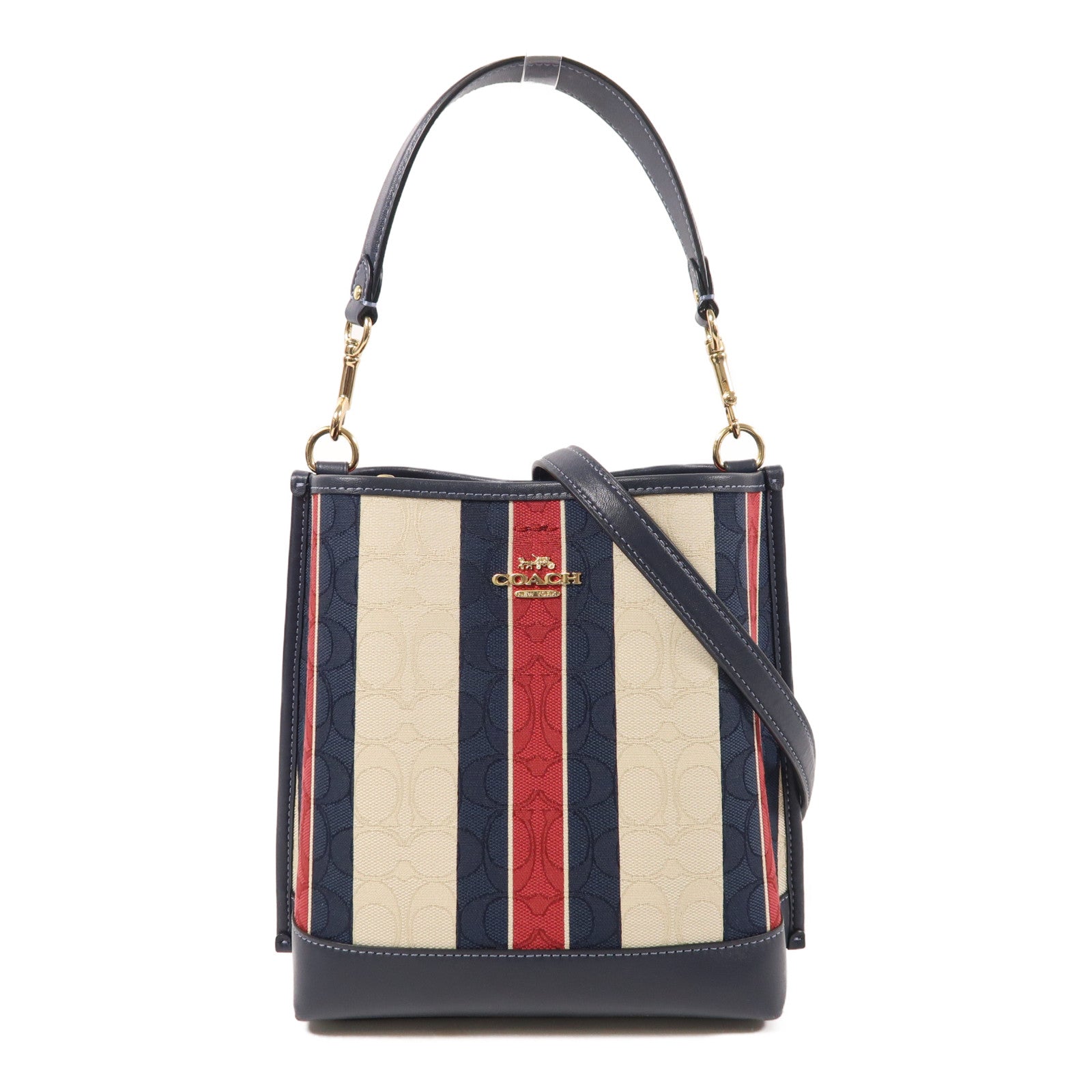 COACH 帆布Mollie Bucket Bag金扣手挽肩背兩用袋
