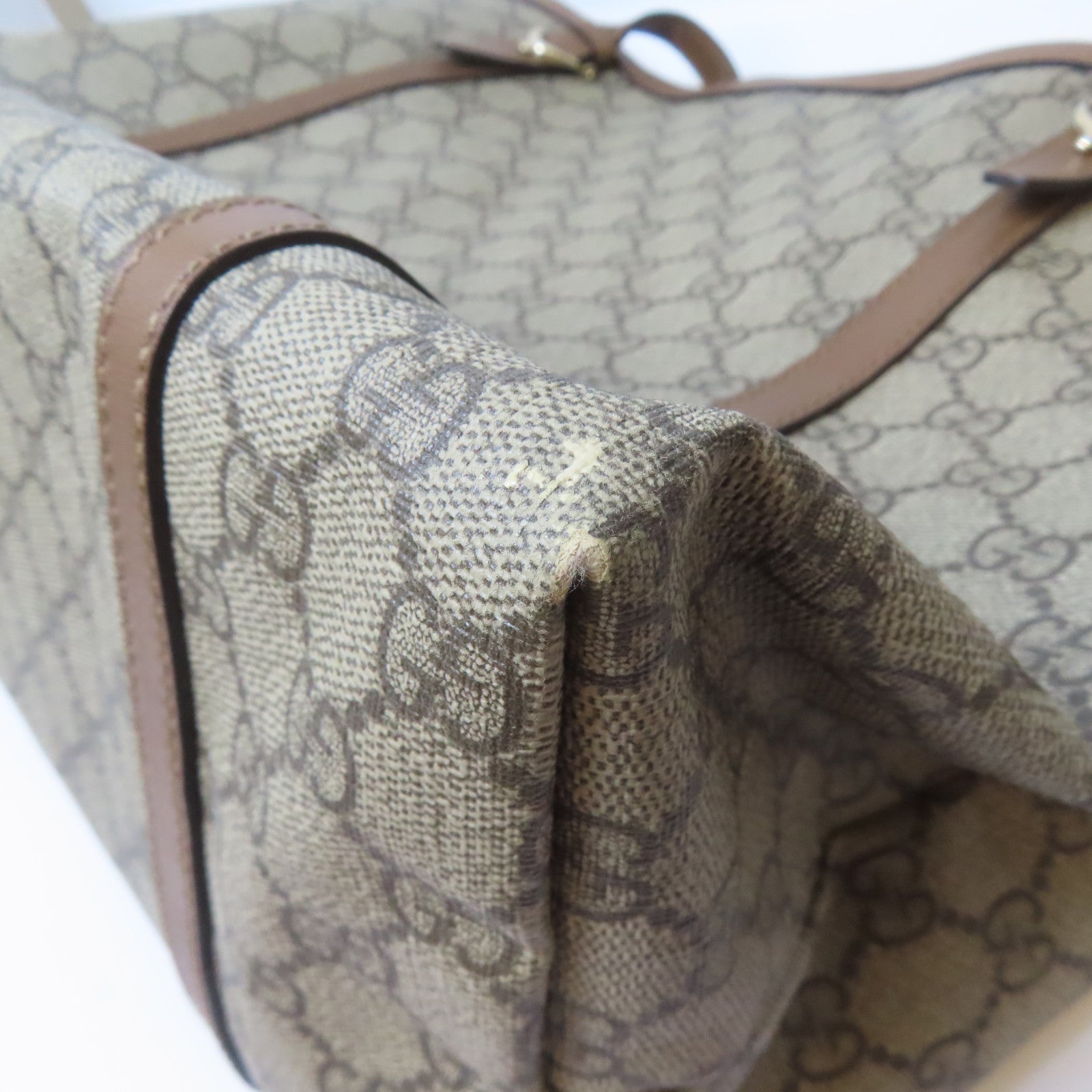 GUCCI 【激減優惠】塗層帆布Tote Bag金扣手挽袋啡色
