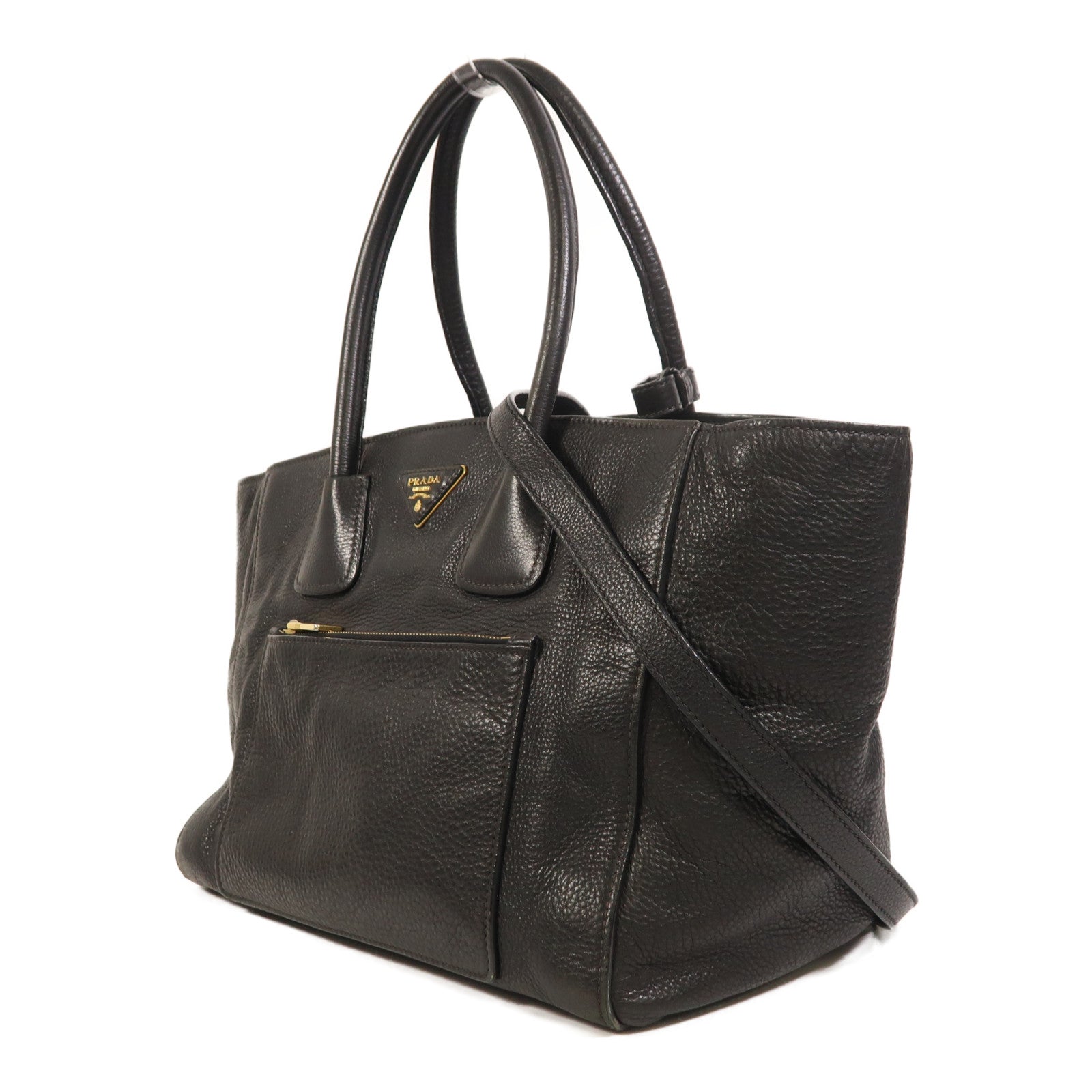 PRADA 牛皮皮革2 Way Shoulder金扣手挽肩背兩用袋