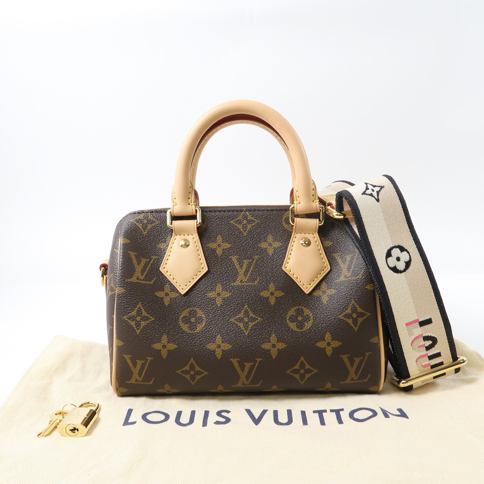 LOUIS VUITTON Monogram Speedy 20金扣手挽肩背兩用袋啡色