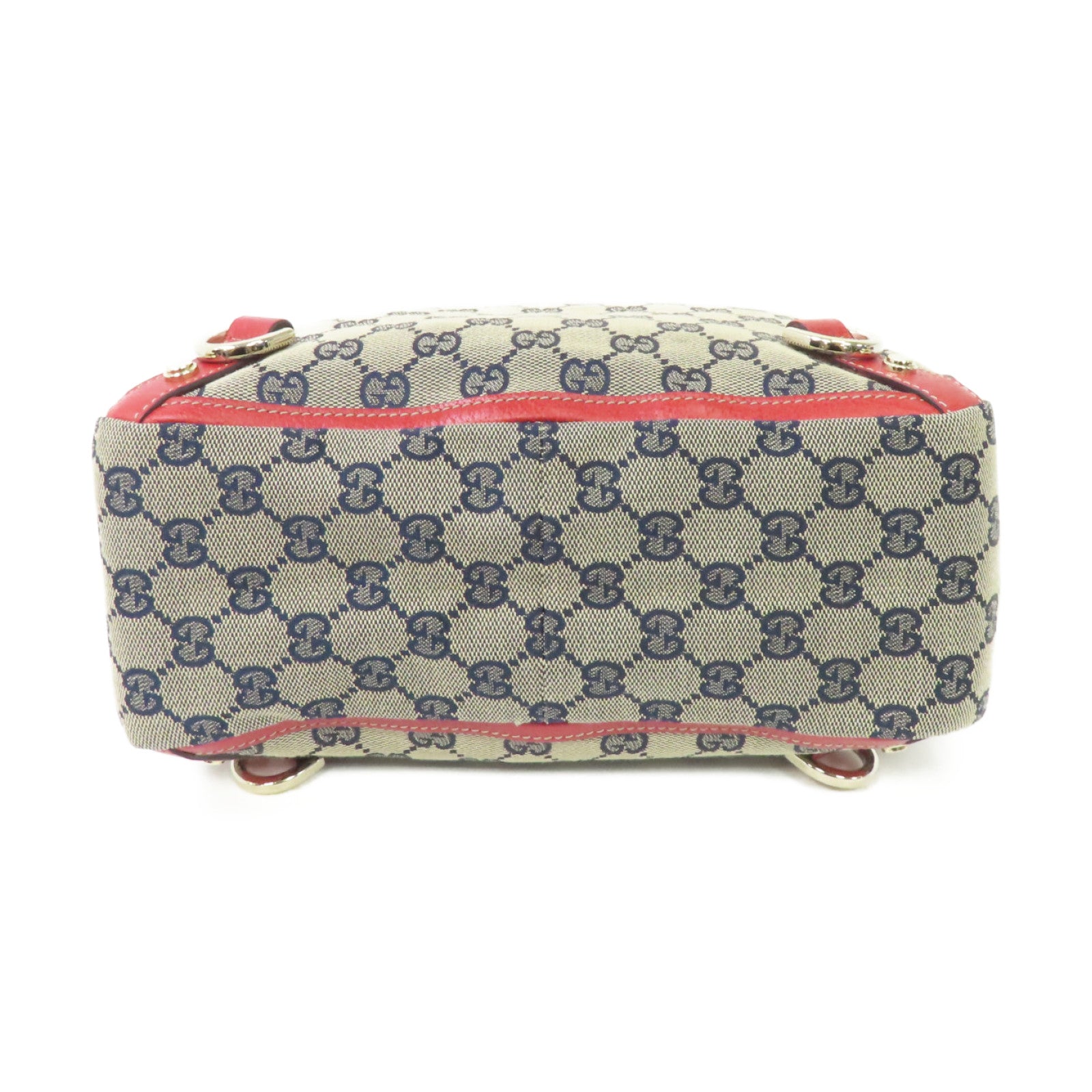 GUCCI 帆布Hand Bag金扣手挽袋啡色/紅色