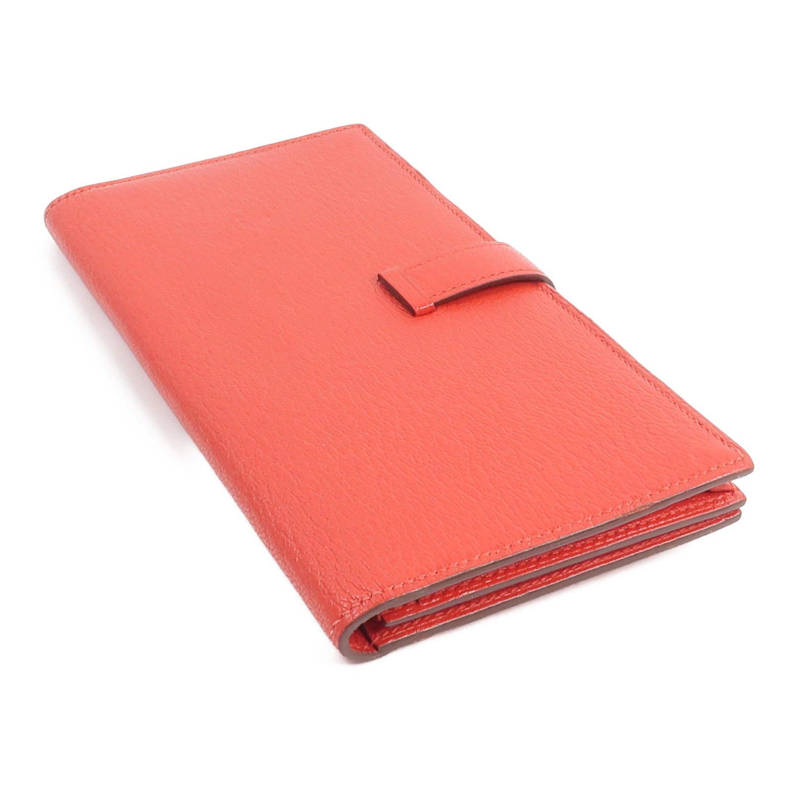 HERMES Chevre皮革Bearn Wallet長錢包Rouge de Coeur