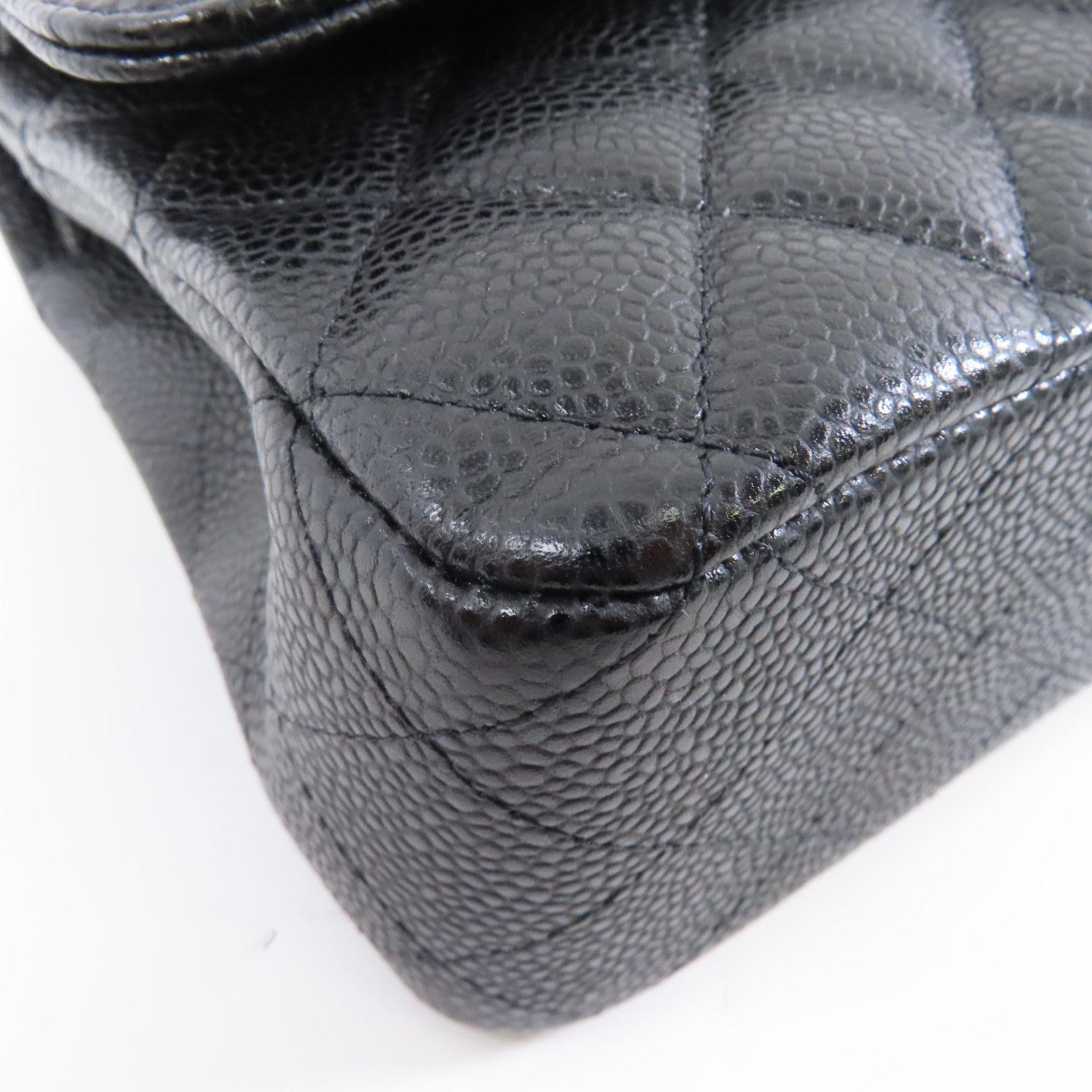 CHANEL 菱格Caviar皮革Classic 25金扣鏈帶肩背袋黑色