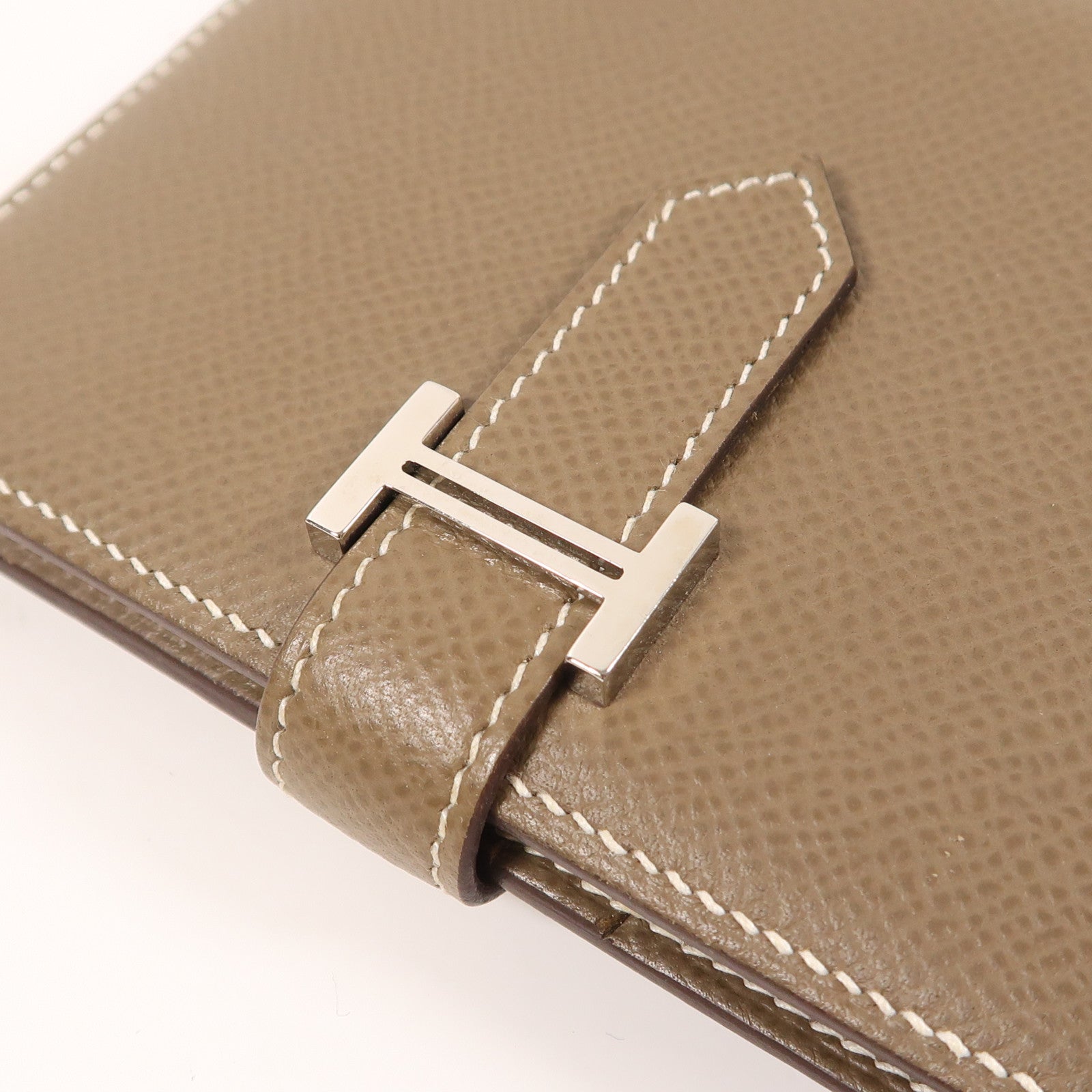 HERMES Epsom皮革Bearn Compact銀扣錢包Etoupe 18