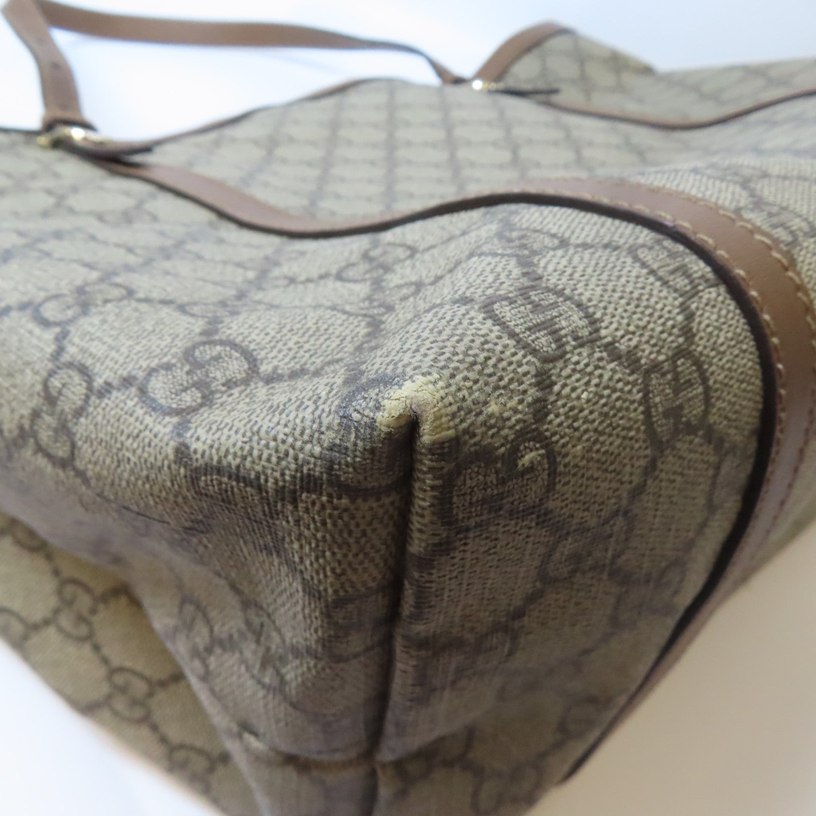 GUCCI 【激減優惠】塗層帆布Tote Bag金扣手挽袋啡色